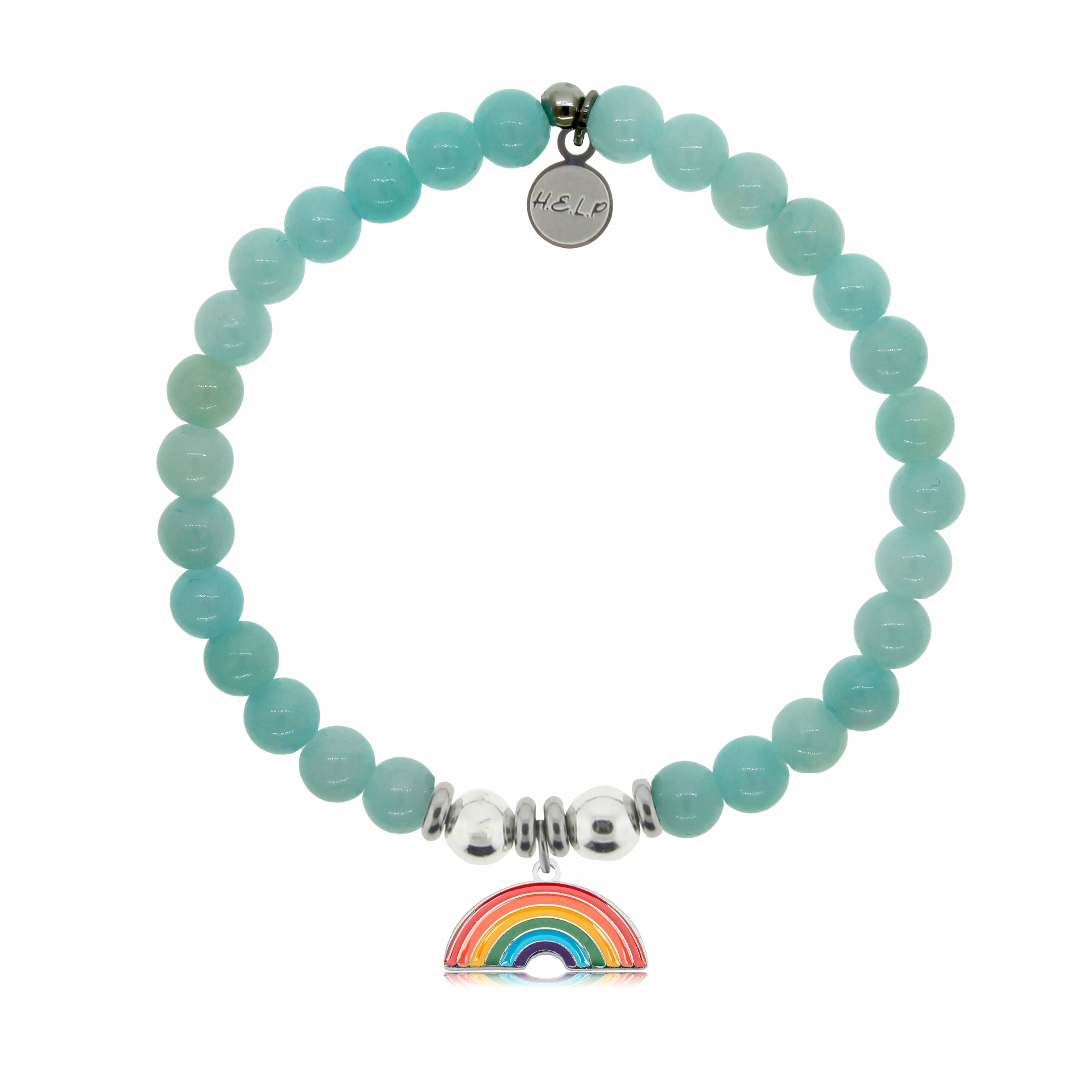 Rainbow Enamel Charm with Baby Blue Quartz Charity Bracelet