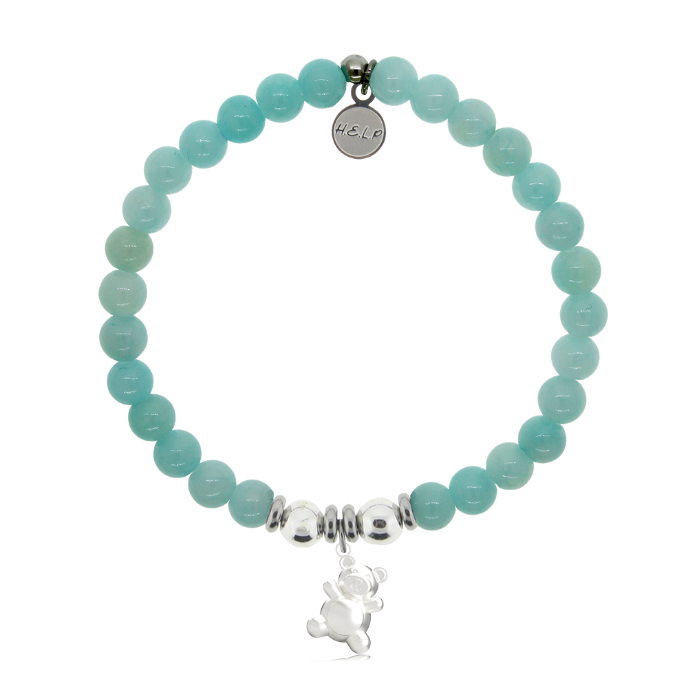 Teddy Bear Charm with Baby Blue Quartz Charity Bracelet