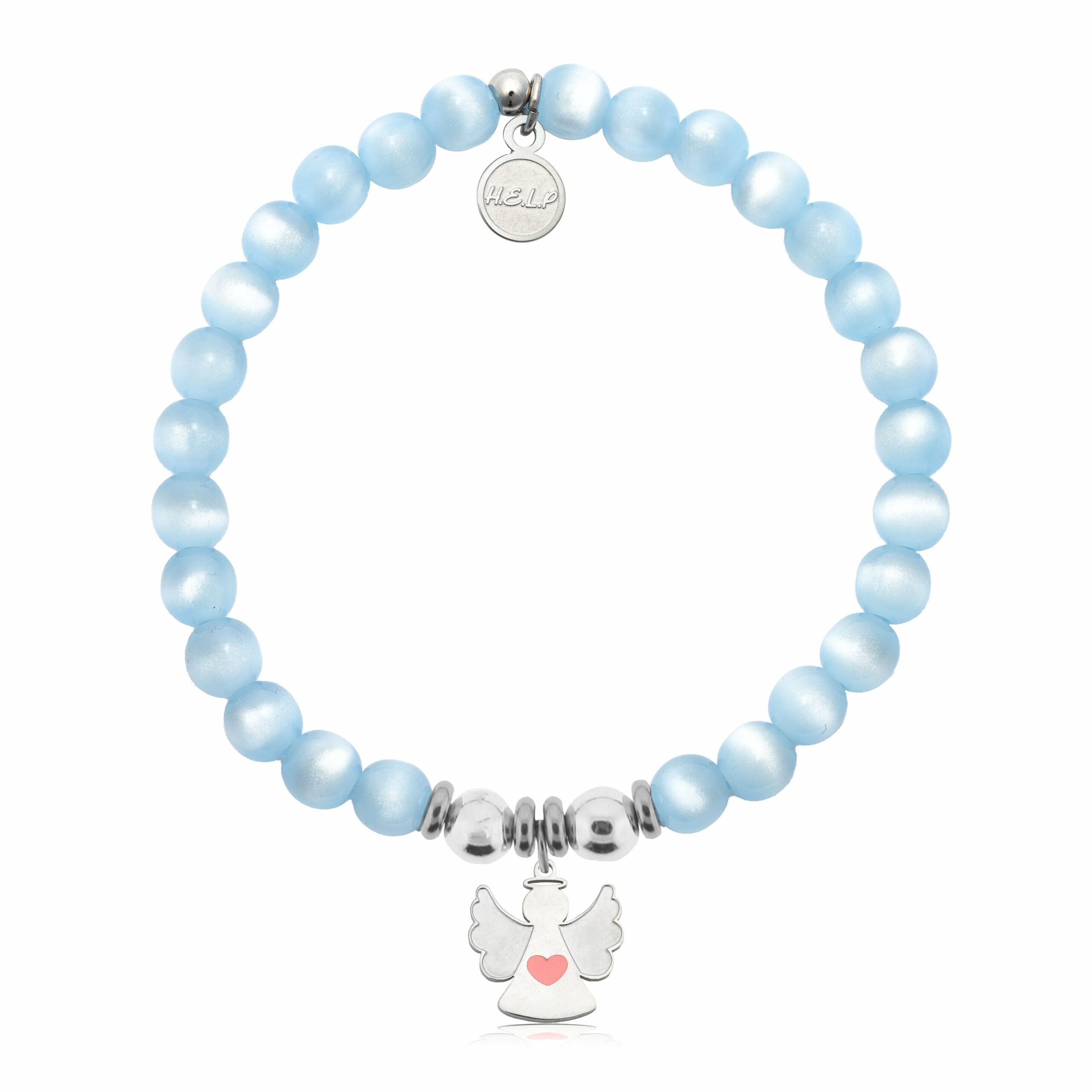 Angel Heart Charm with Blue Selenite Charity Bracelet