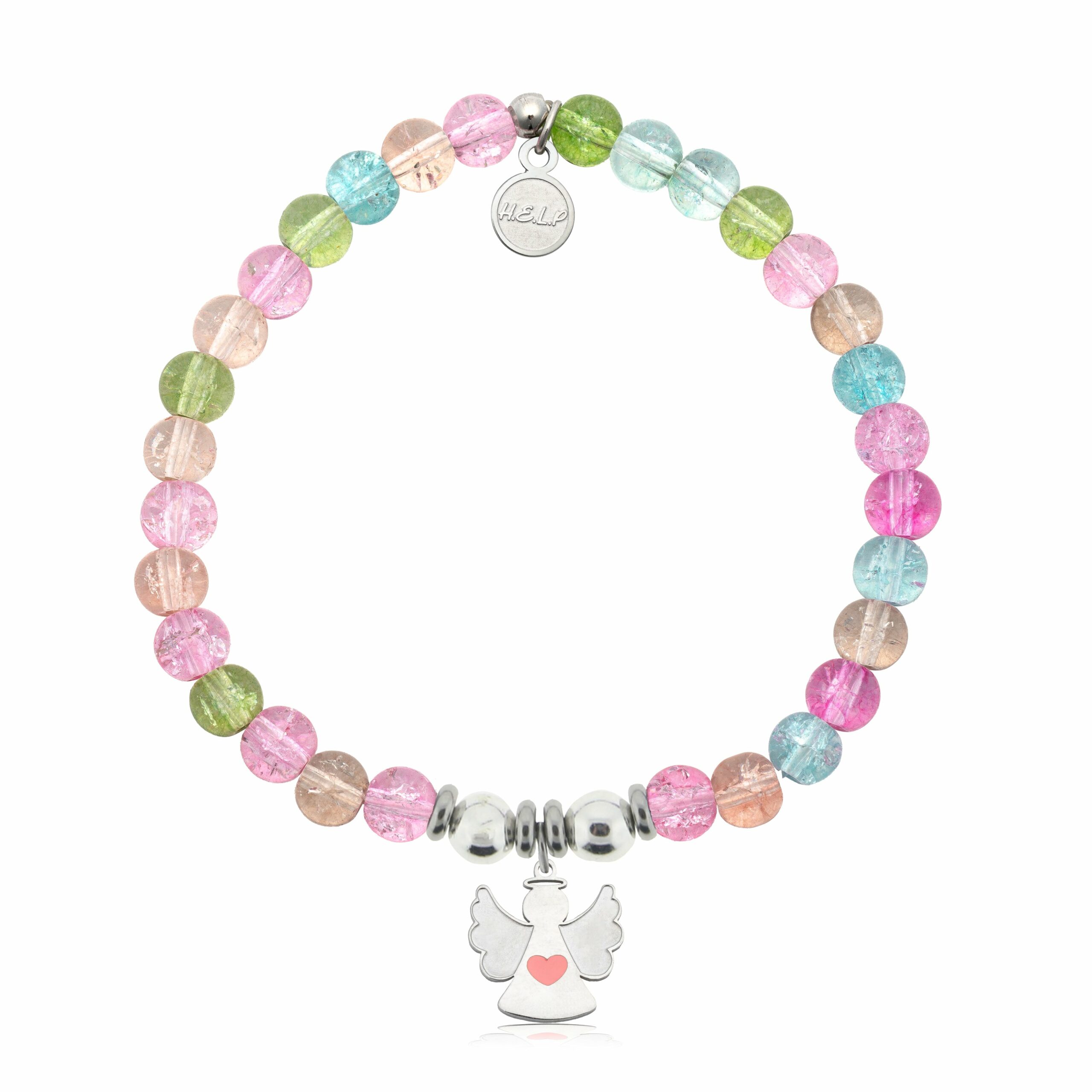 Angel Heart Charm with Kaleidoscope Crystal Charity Bracelet