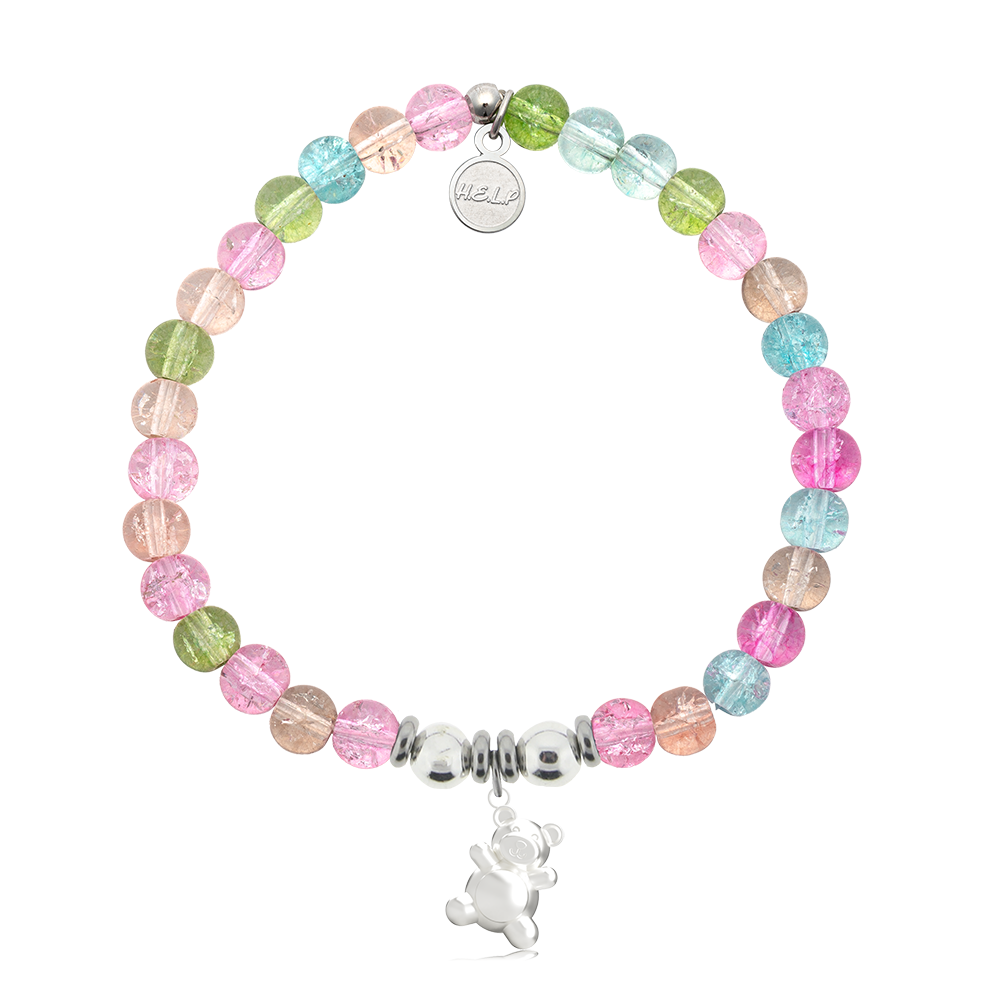 Teddy Bear Charm with Kaleidoscope Crystal Charity Bracelet