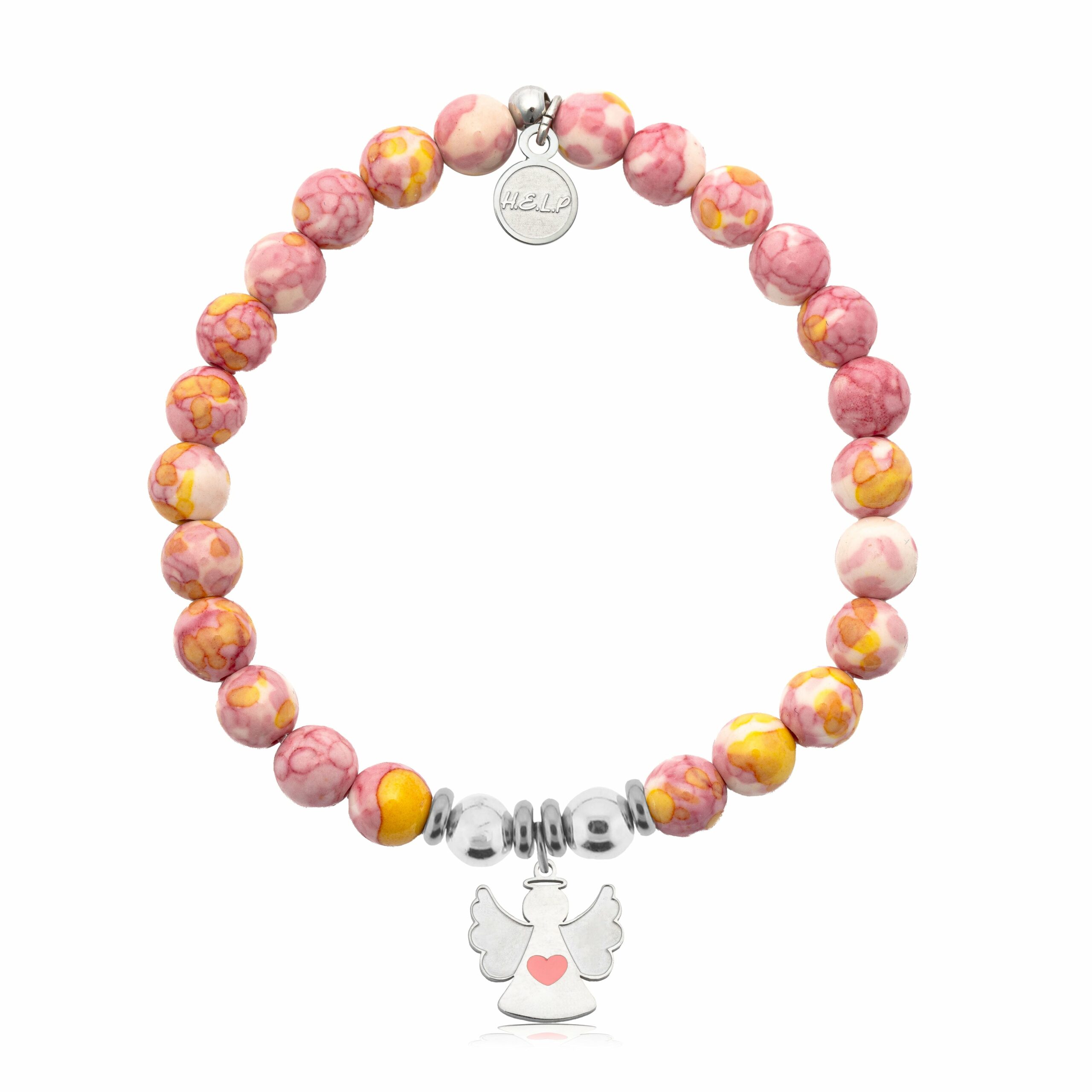 Angel Heart Charm with Lemonade Jade Charity Bracelet