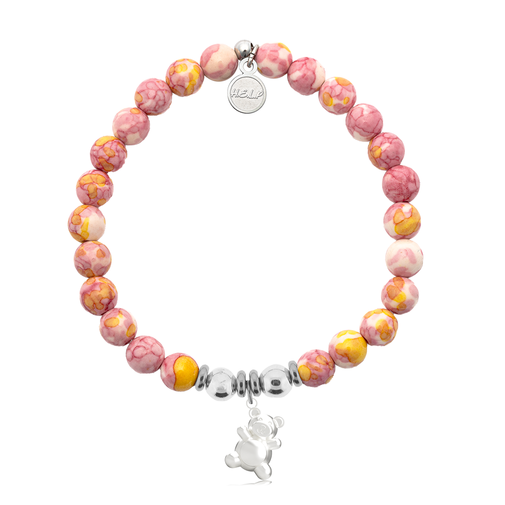 Teddy Bear Charm with Lemonade Jade Charity Bracelet