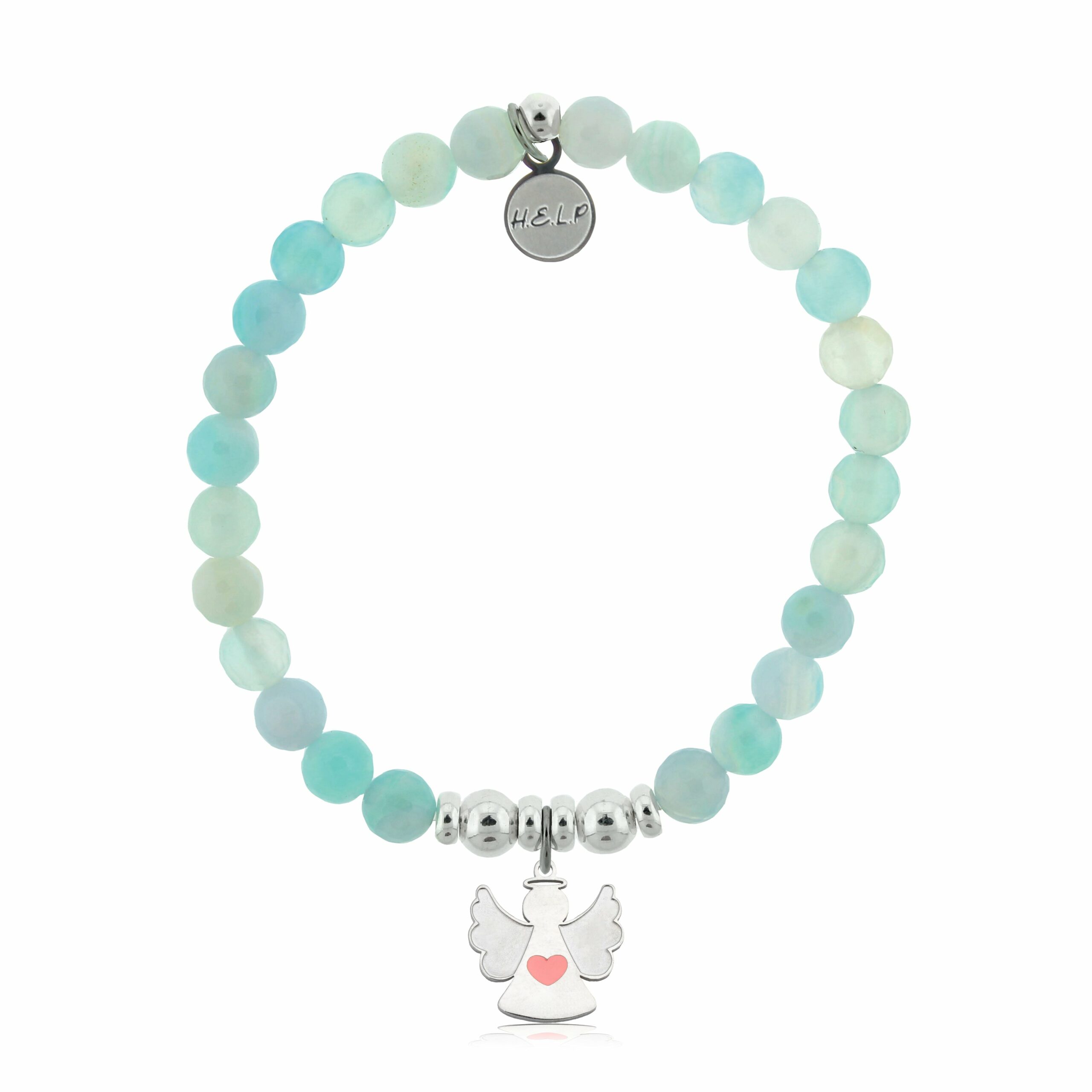 Angel Heart Charm with Light Blue Agate Charity Bracelet