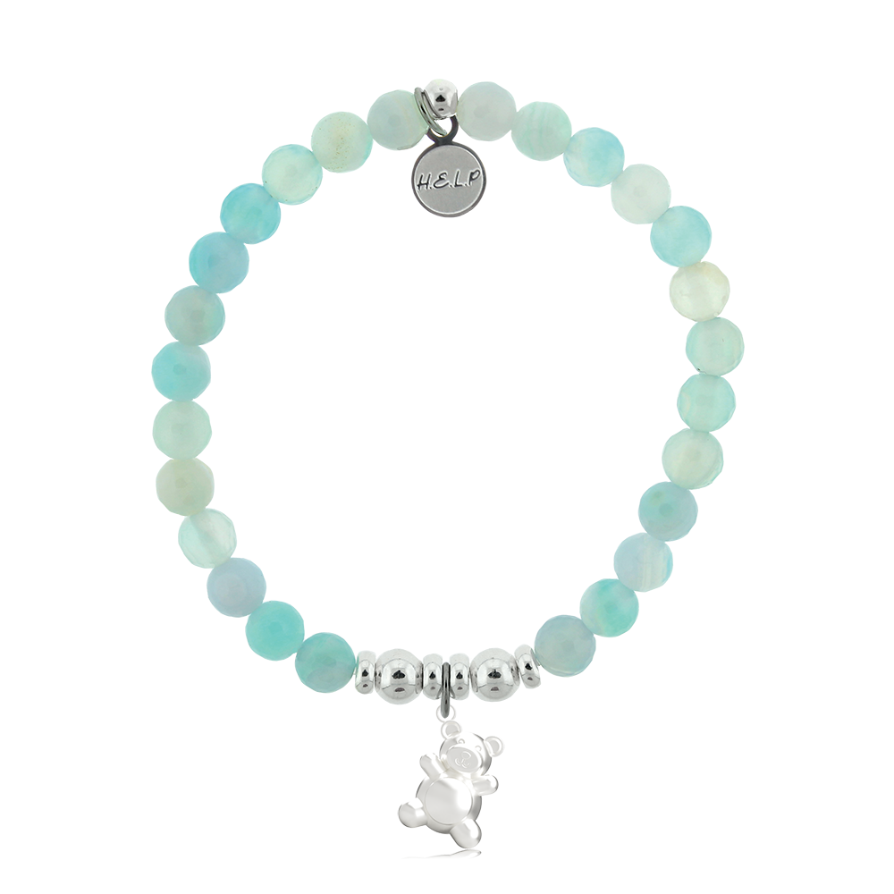 Teddy Bear Charm with Light Blue Agate Charity Bracelet