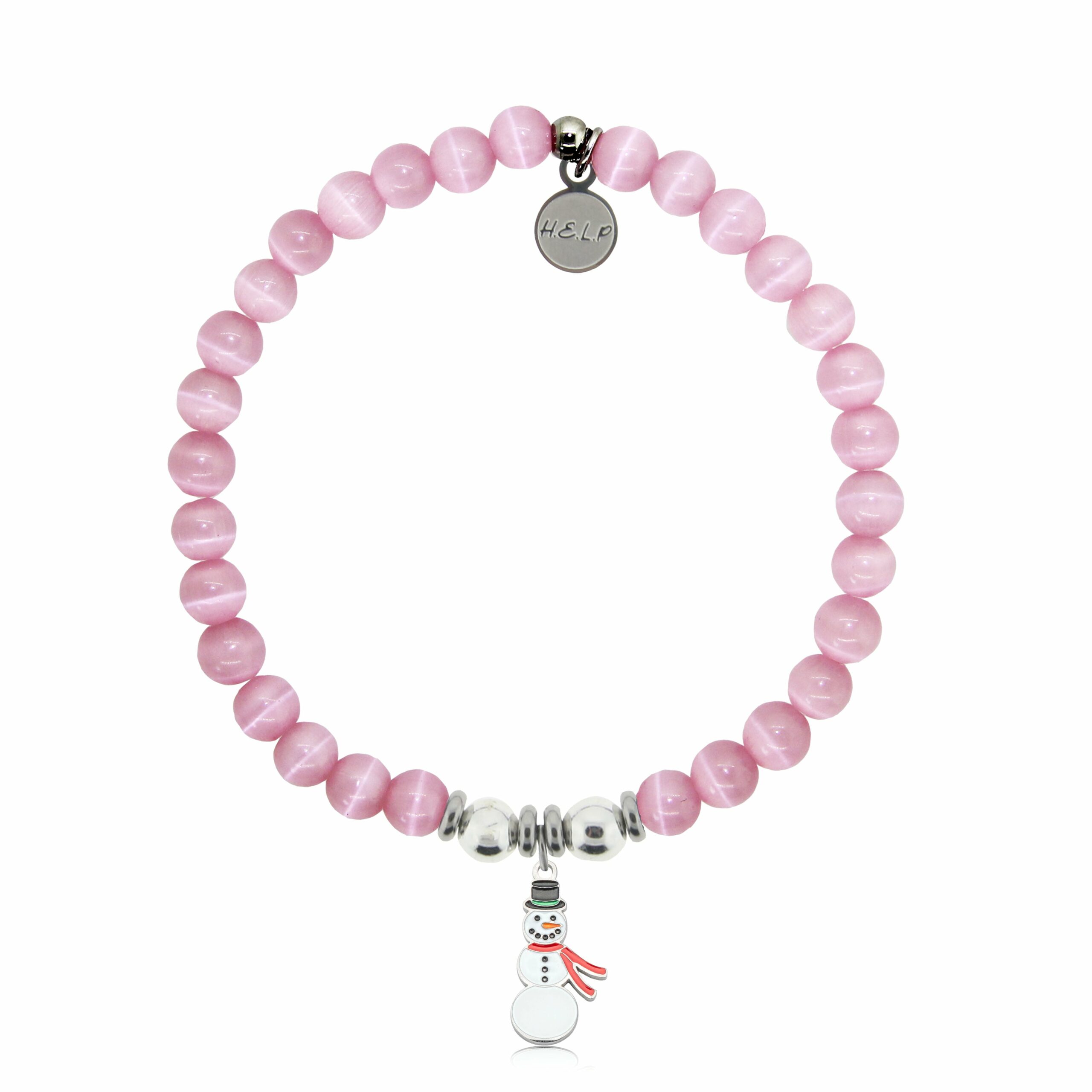 Frosty Charm with Pink Cats Eye Charity Bracelet