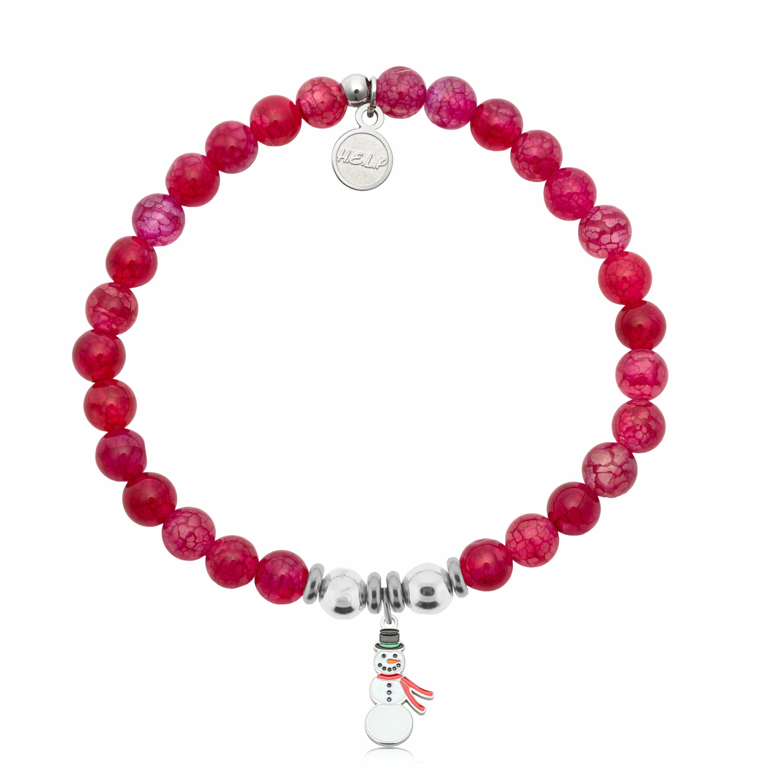 Frosty Charm with Red Fire Agate Charity Bracelet