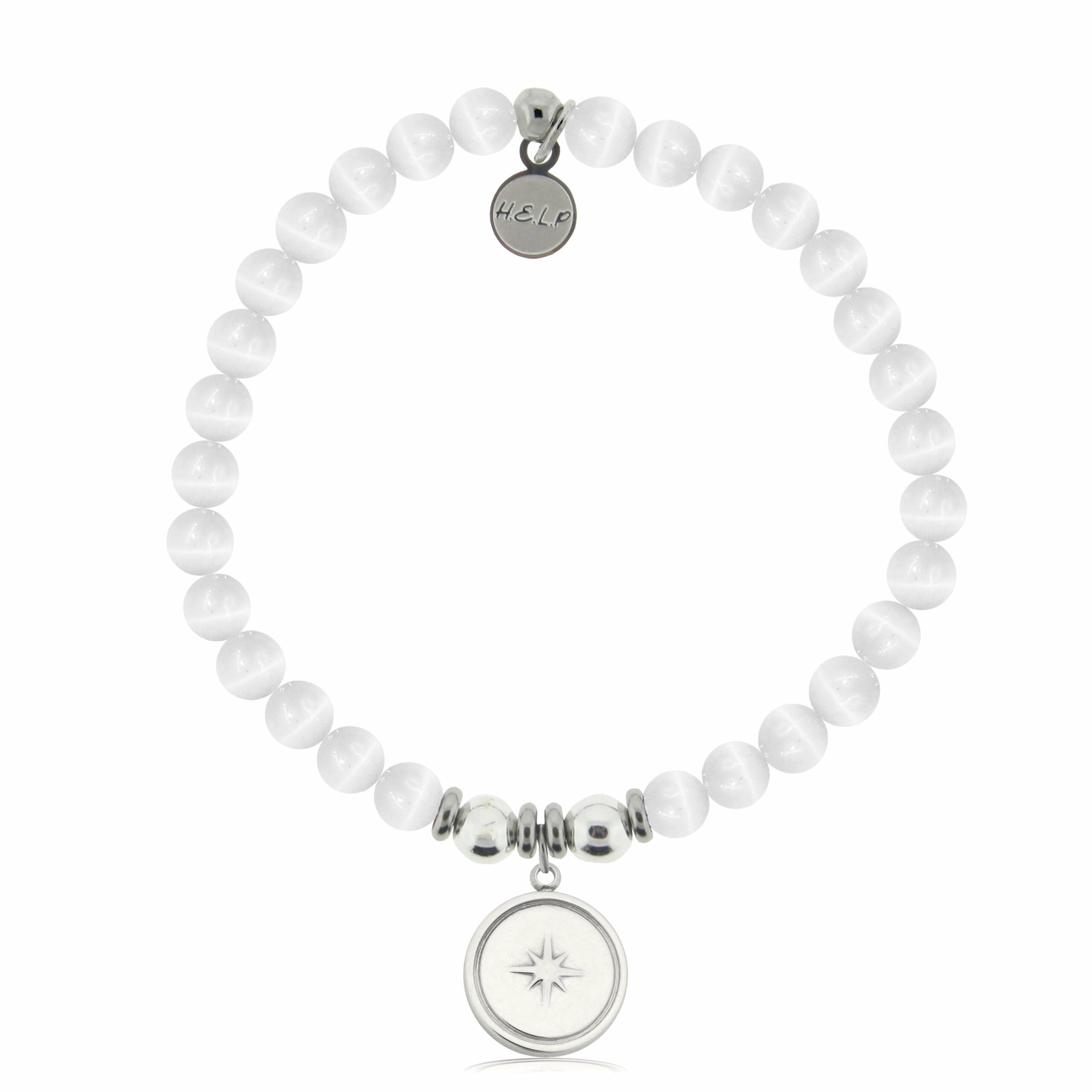 Milestone Charm with White Cats Eye Charity Bracelet