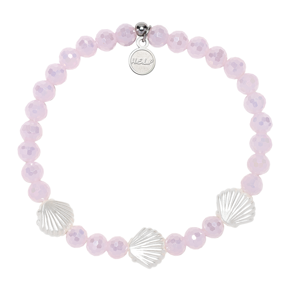 Ocean Defenders Alliance Stacker: Pink Crystal and Shells Bracelet