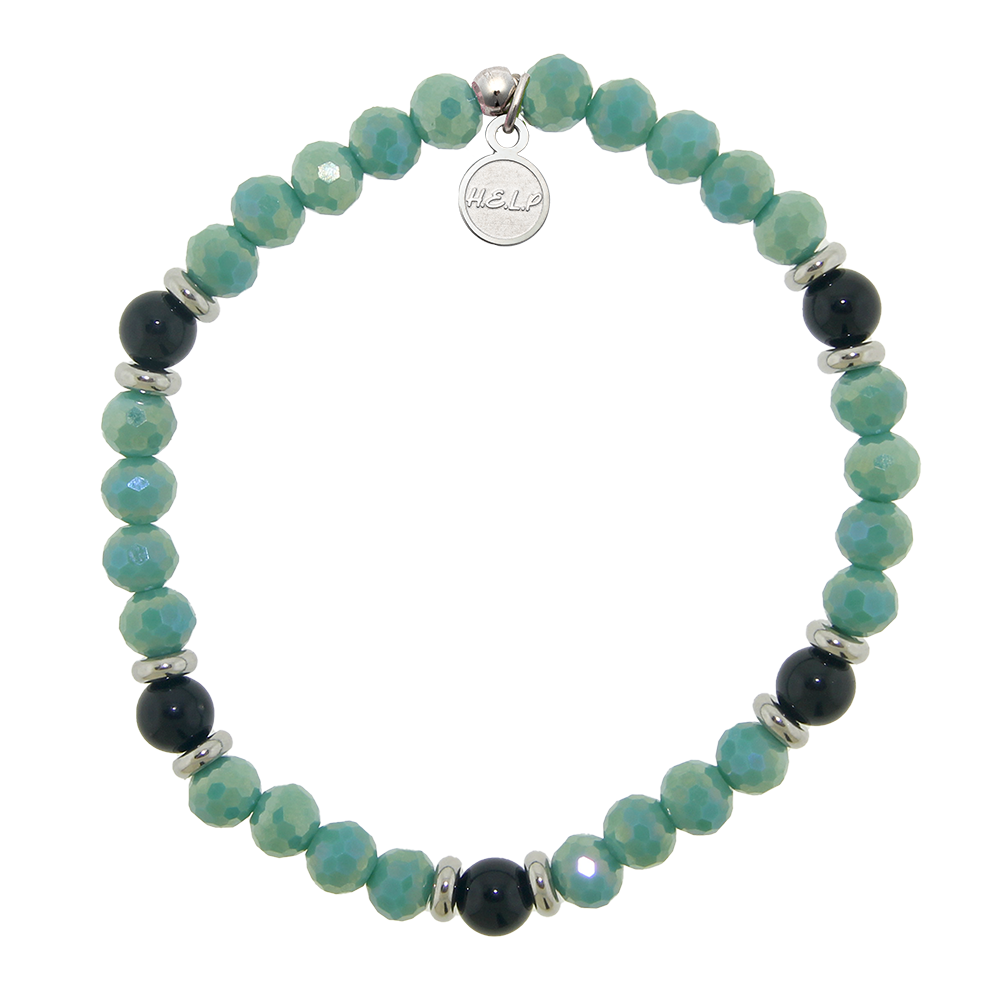 Big Brothers Big Sisters Stacker: Onyx and Green Crystal Bracelet