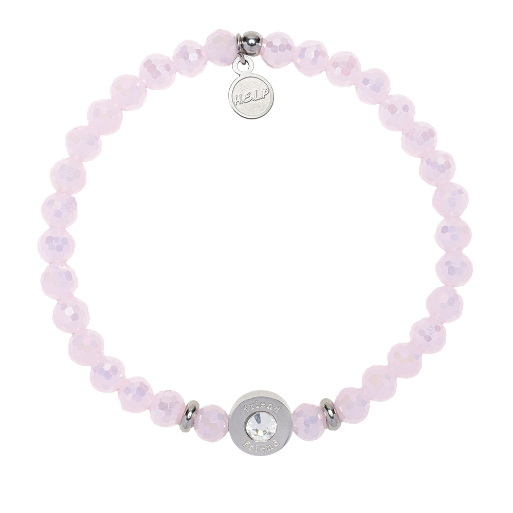 Family Collection: Friend Bead with Pink Crystal Charity Bracelet