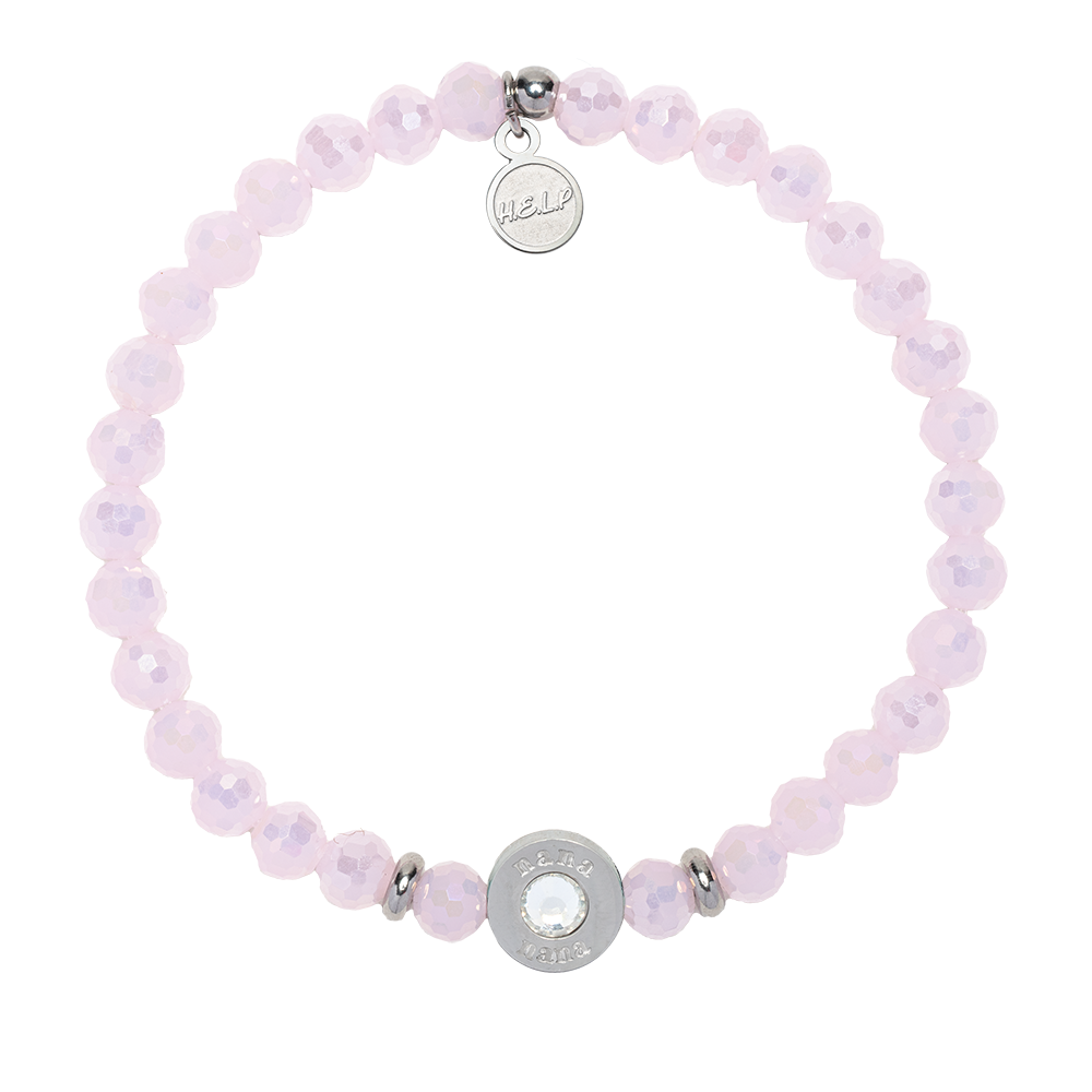 Family Collection: Nana Bead with Pink Crystal Charity Bracelet