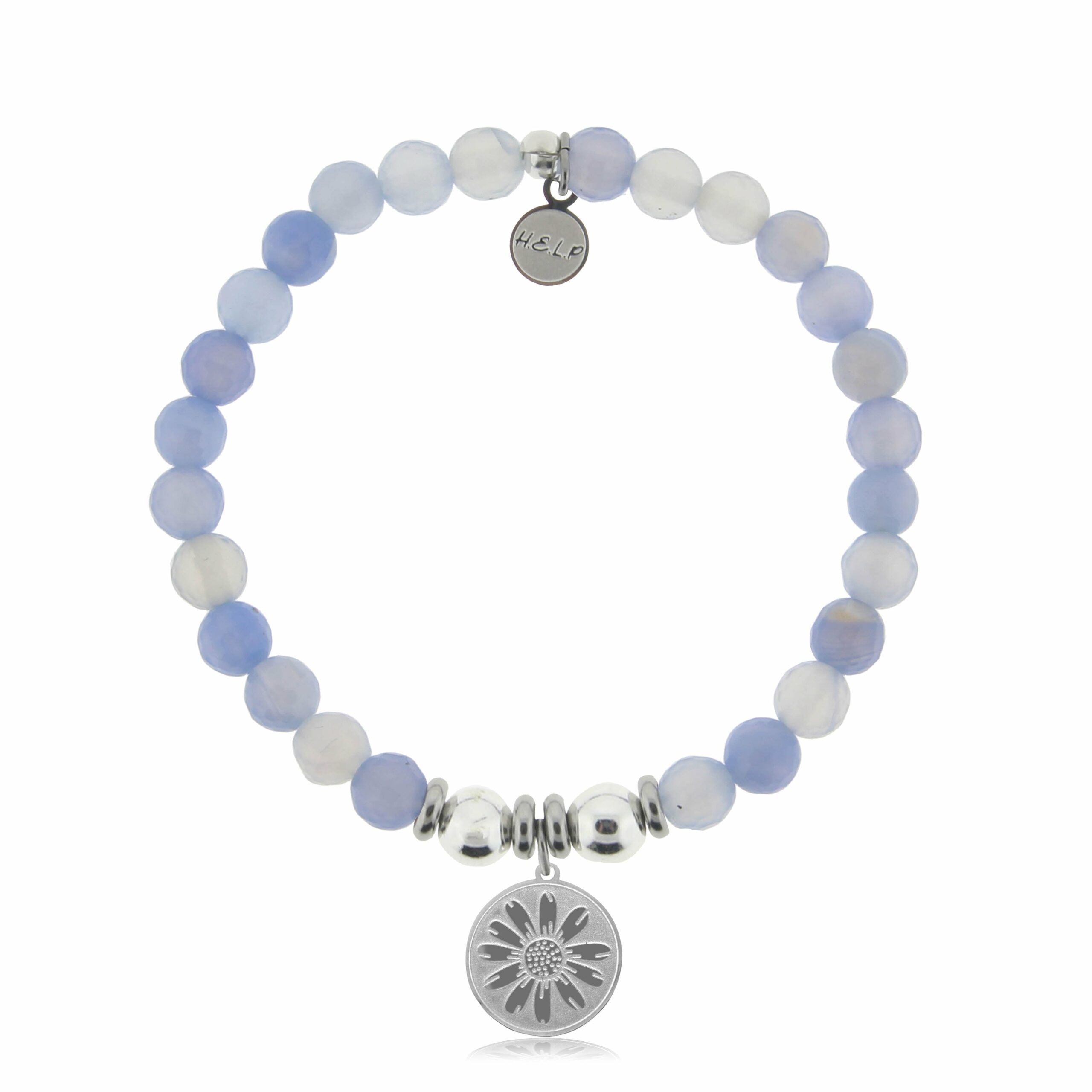 Daisy Charm with Sky Blue Agate Charity Bracelet