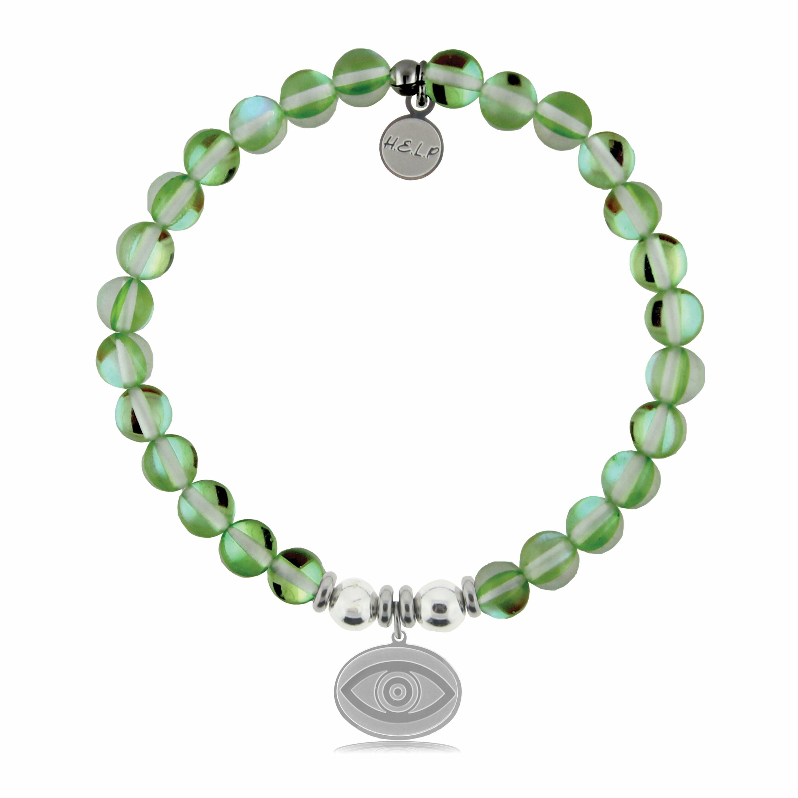 Evil Eye Charm with Green Opalescent Charity Bracelet