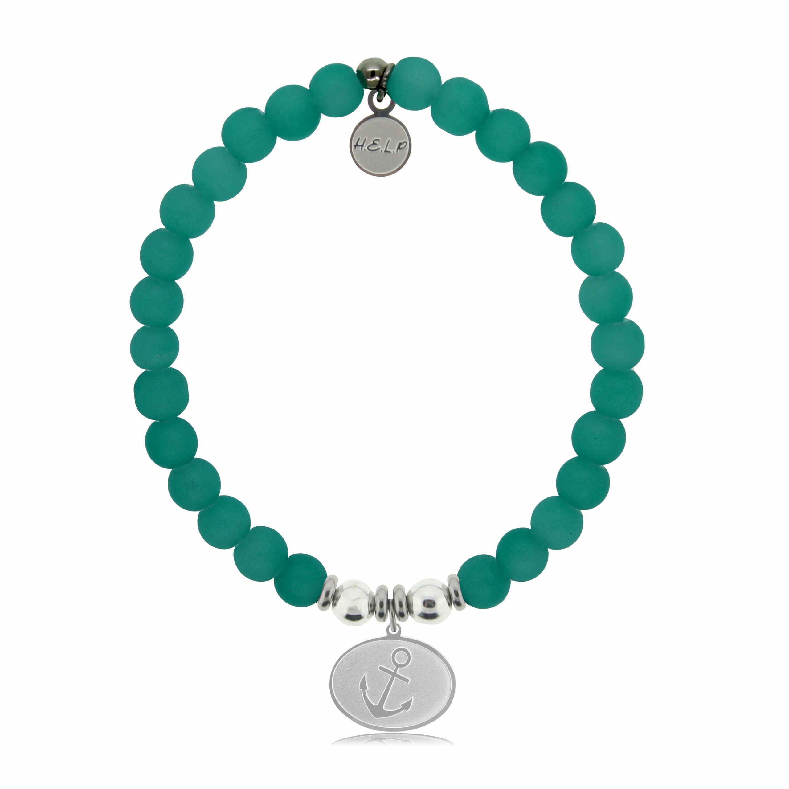 Anchor Charm with Aqua Blue Seaglass Charity Bracelet