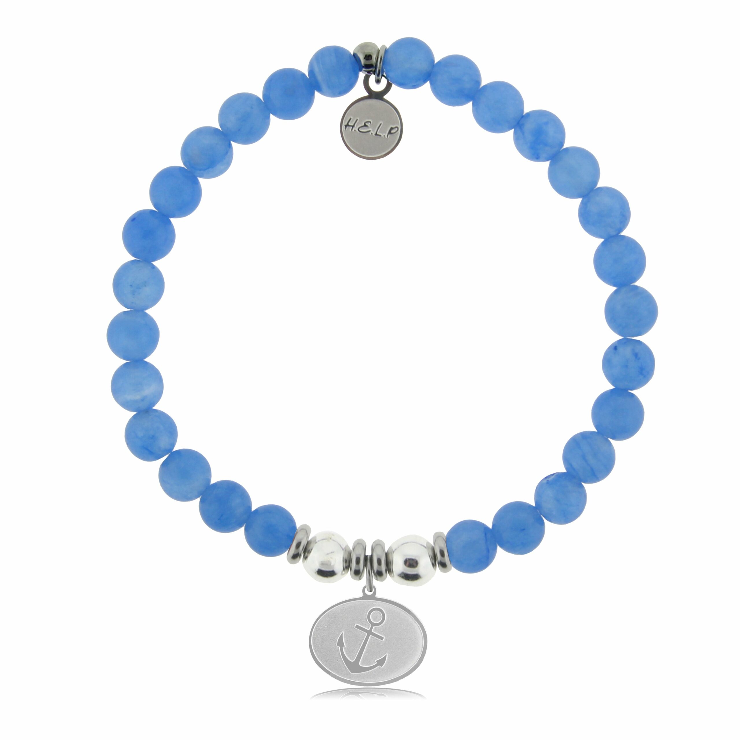 Anchor Charm with Azure Blue Jade Charity Bracelet