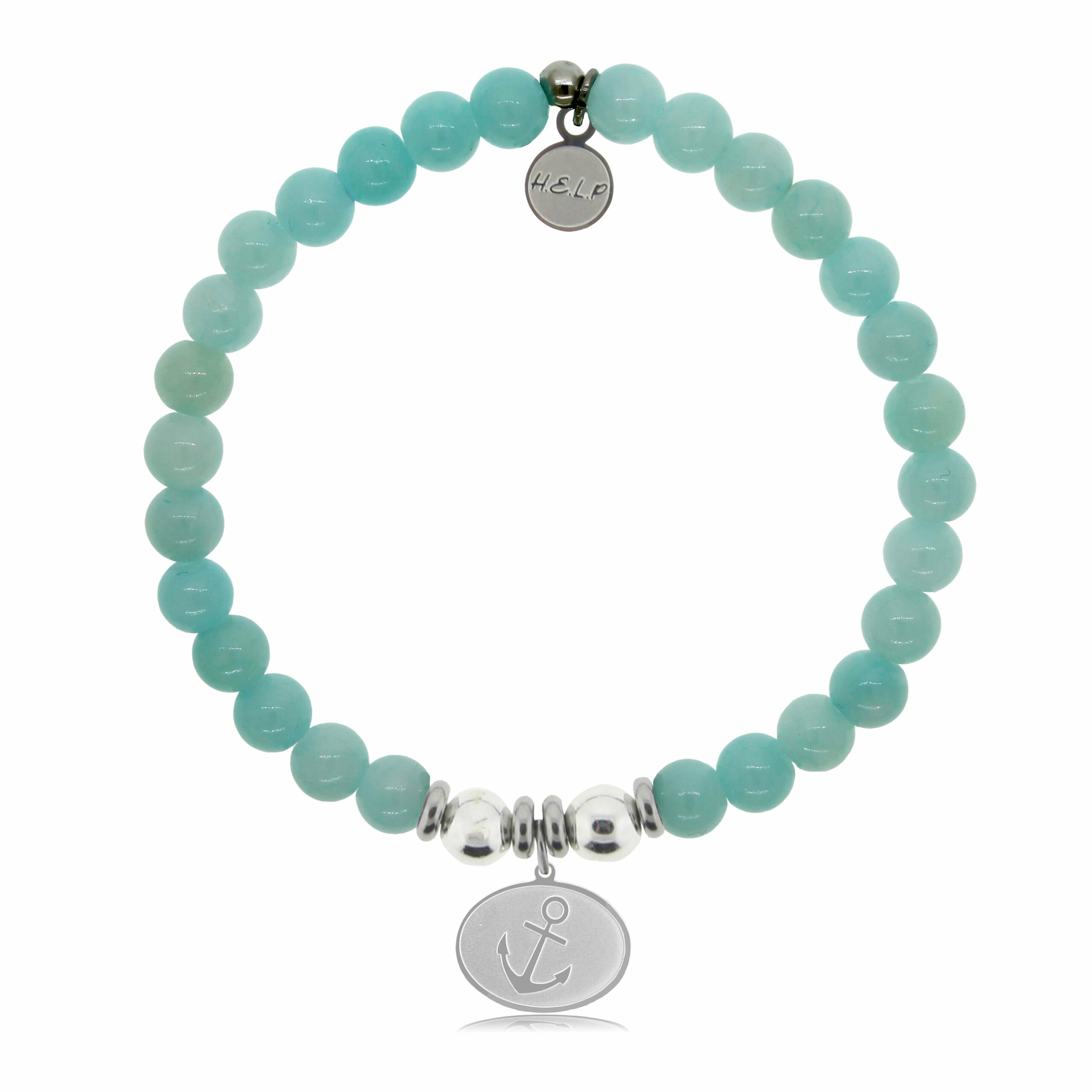 Anchor Charm with Baby Blue Quartz Charity Bracelet