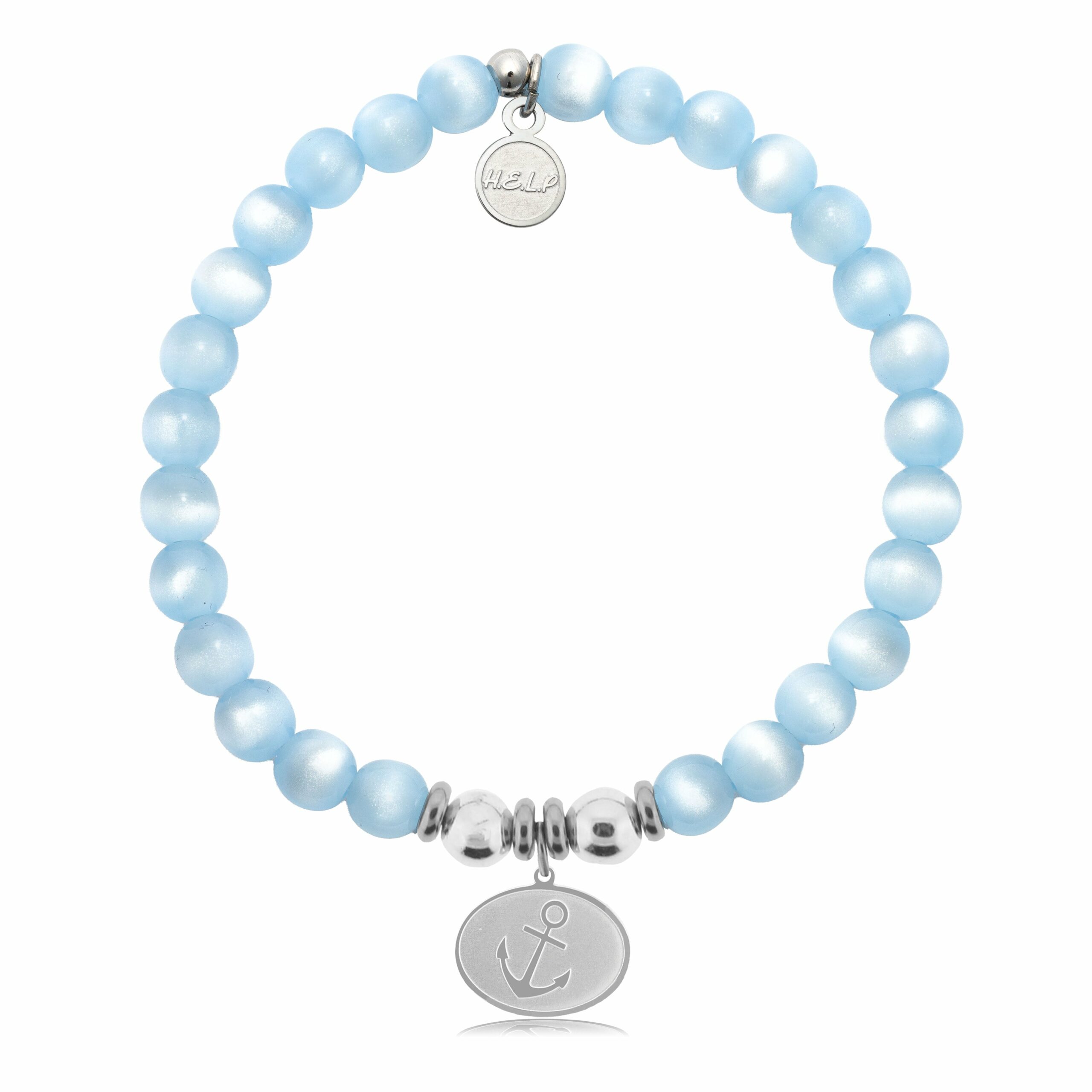 Anchor Charm with Blue Selenite Charity Bracelet