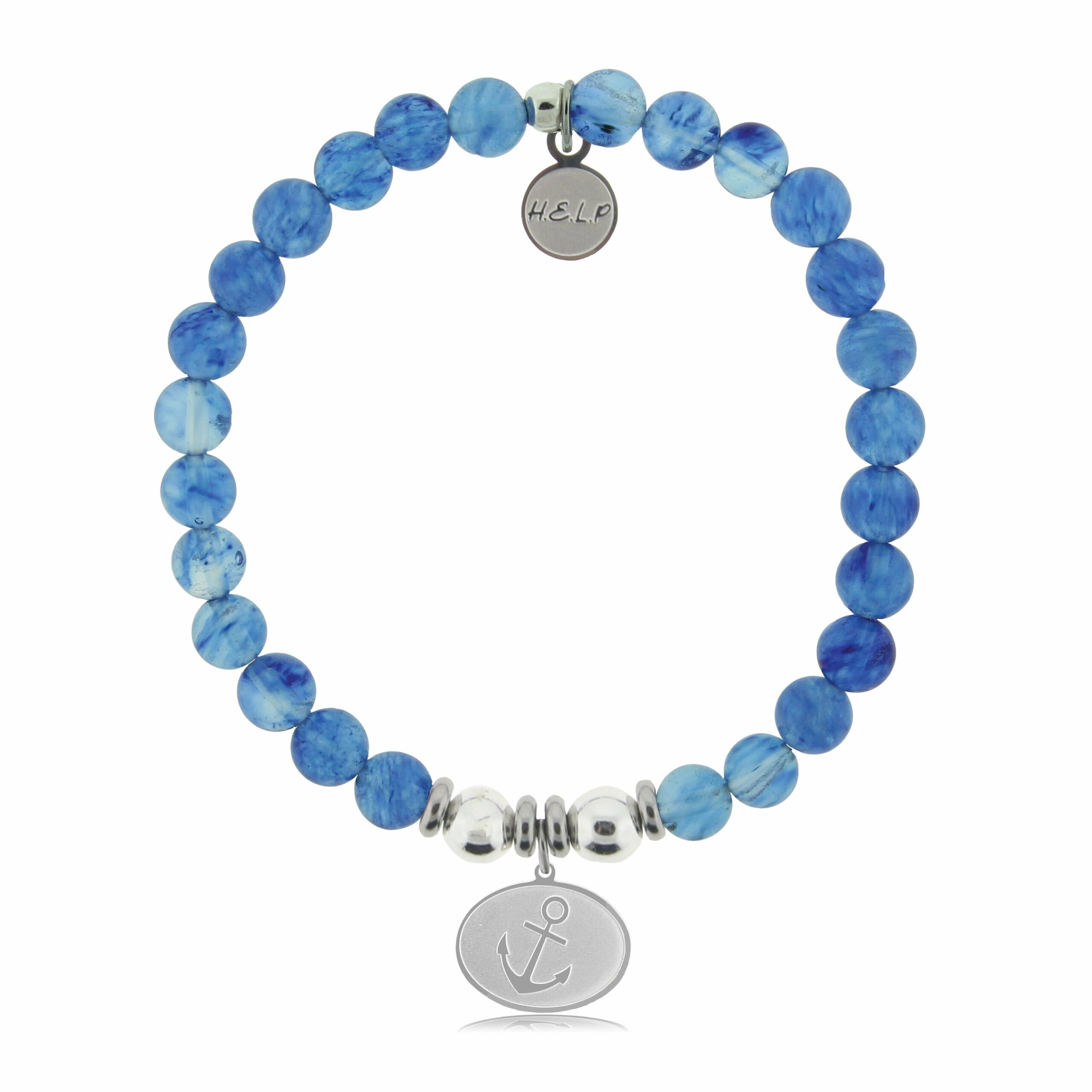 Anchor Charm with Blueberry Quartz Beads Charity Bracelet