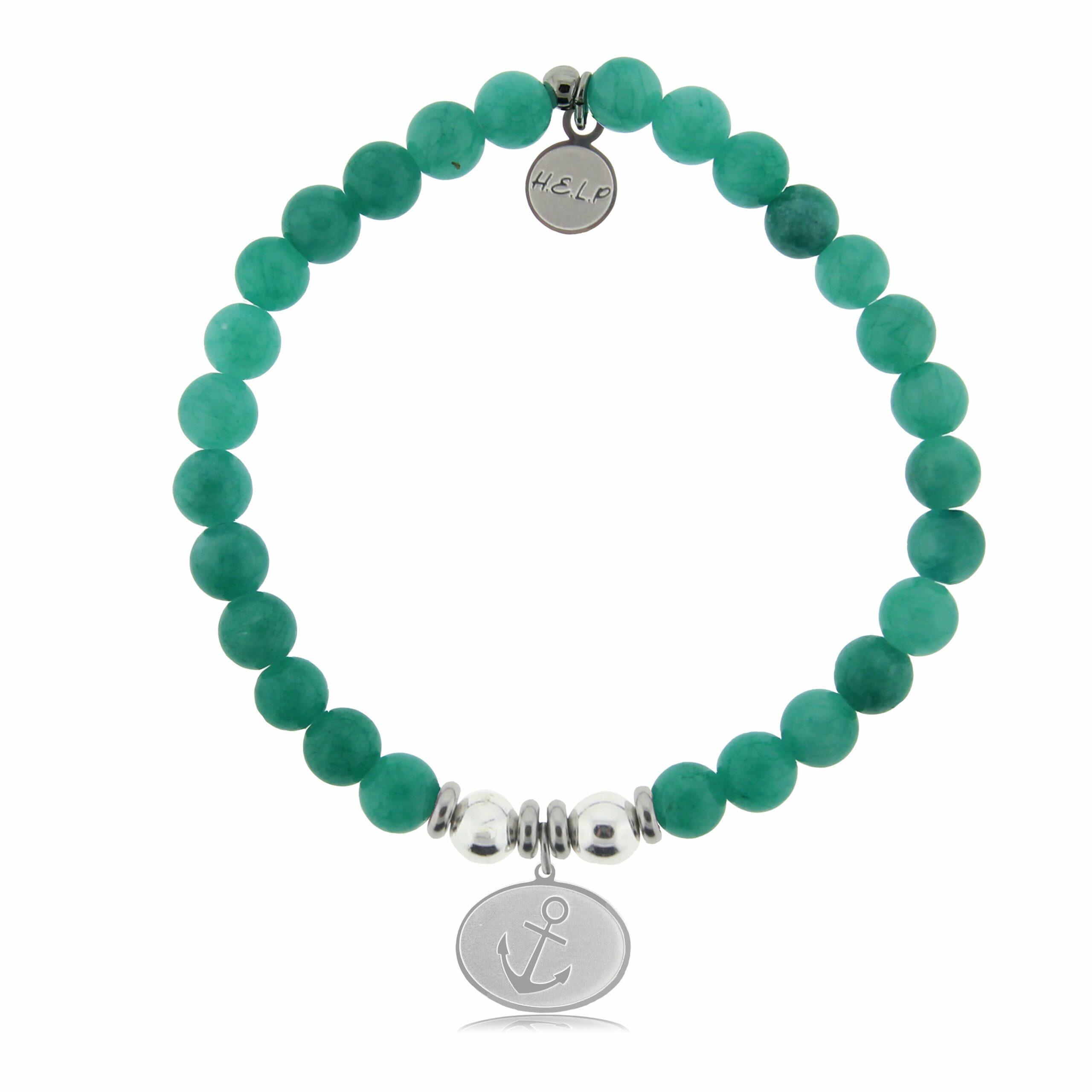 Anchor Charm with Caribbean Jade Charity Bracelet