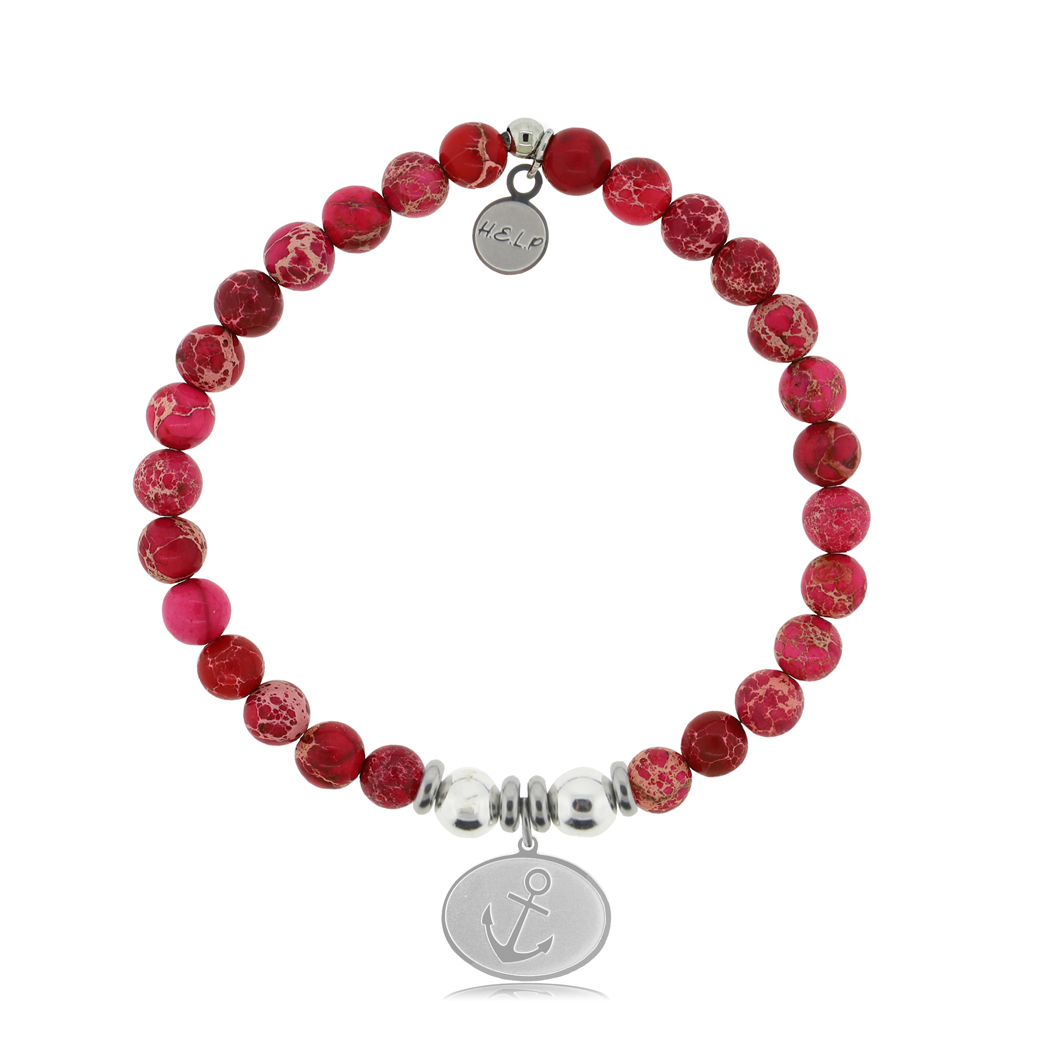 Anchor Charm with Cranberry Jasper Charity Bracelet