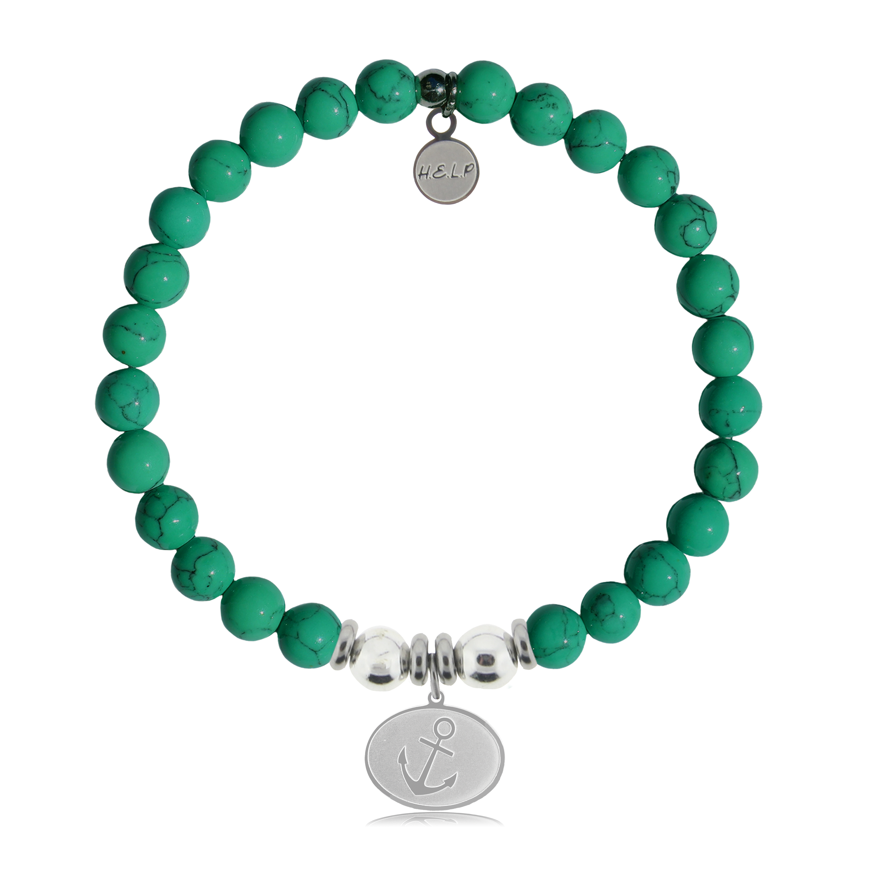 Anchor Charm with Green Howlite Charity Bracelet