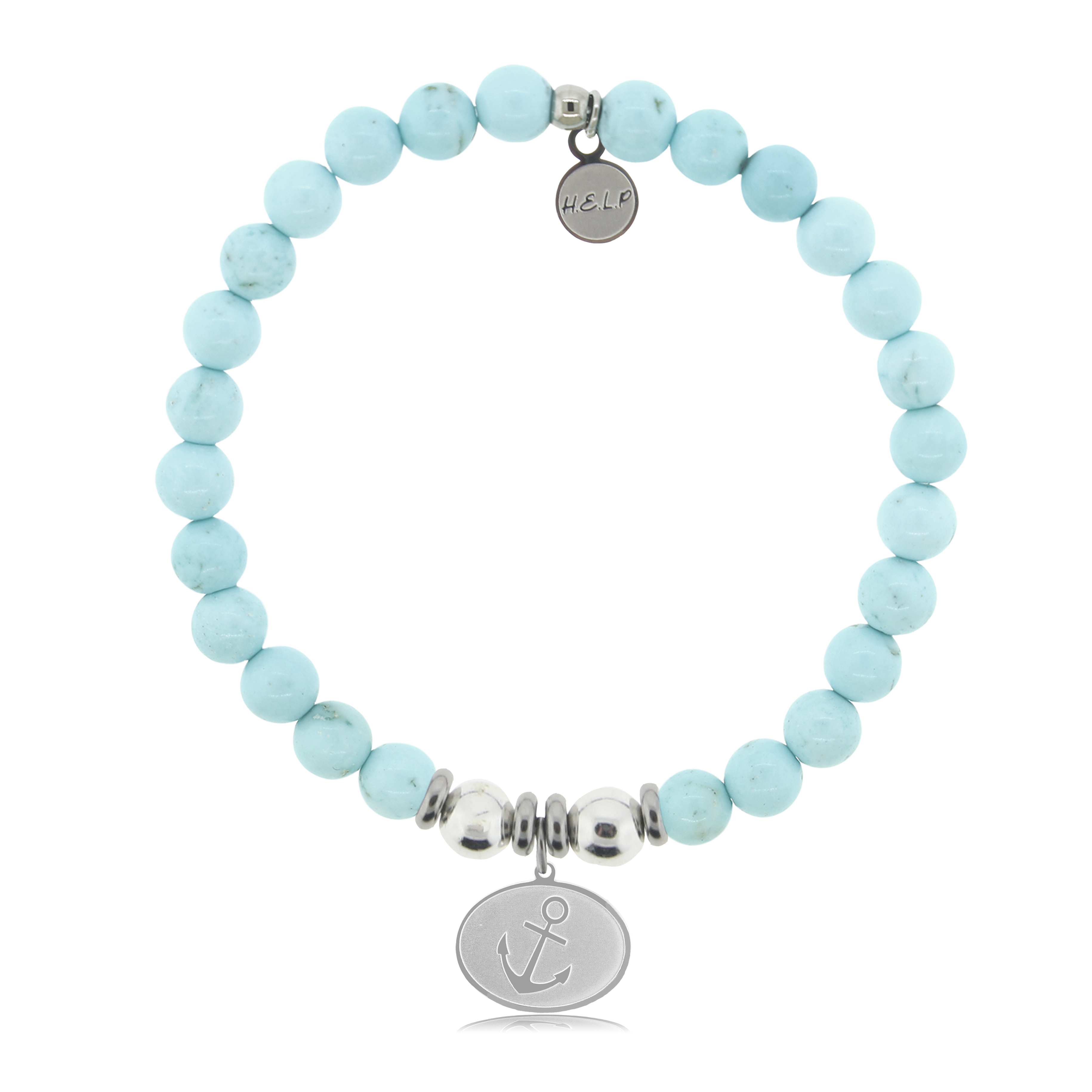 Anchor Charm with Larimar Magnesite Charity Bracelet