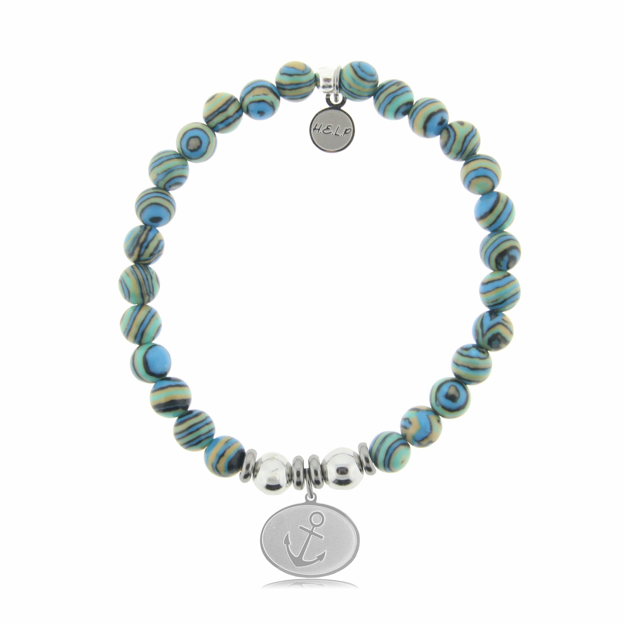 Anchor Charm with Malachite Beads Charity Bracelet