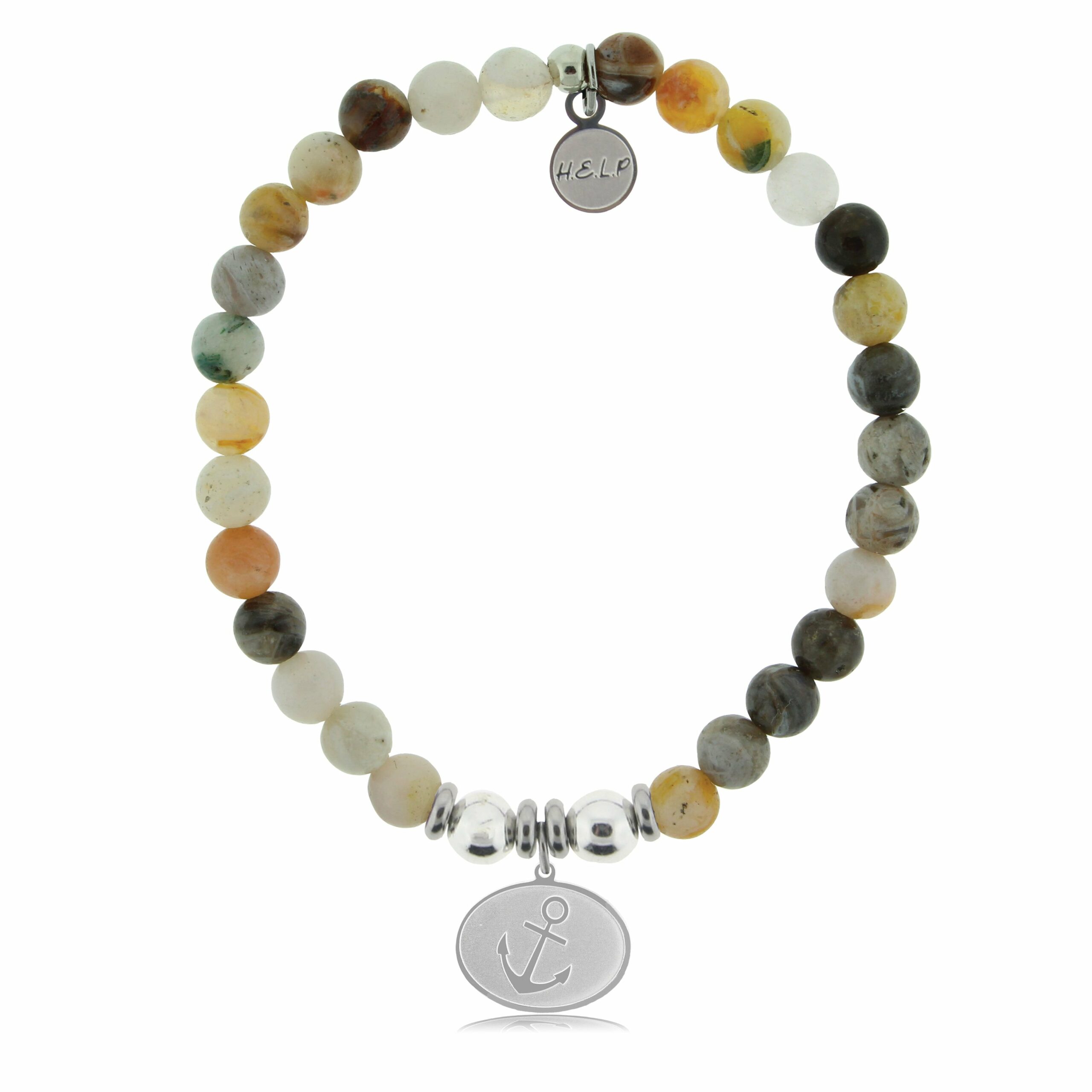 Anchor Charm with Montana Agate Beads Charity Bracelet