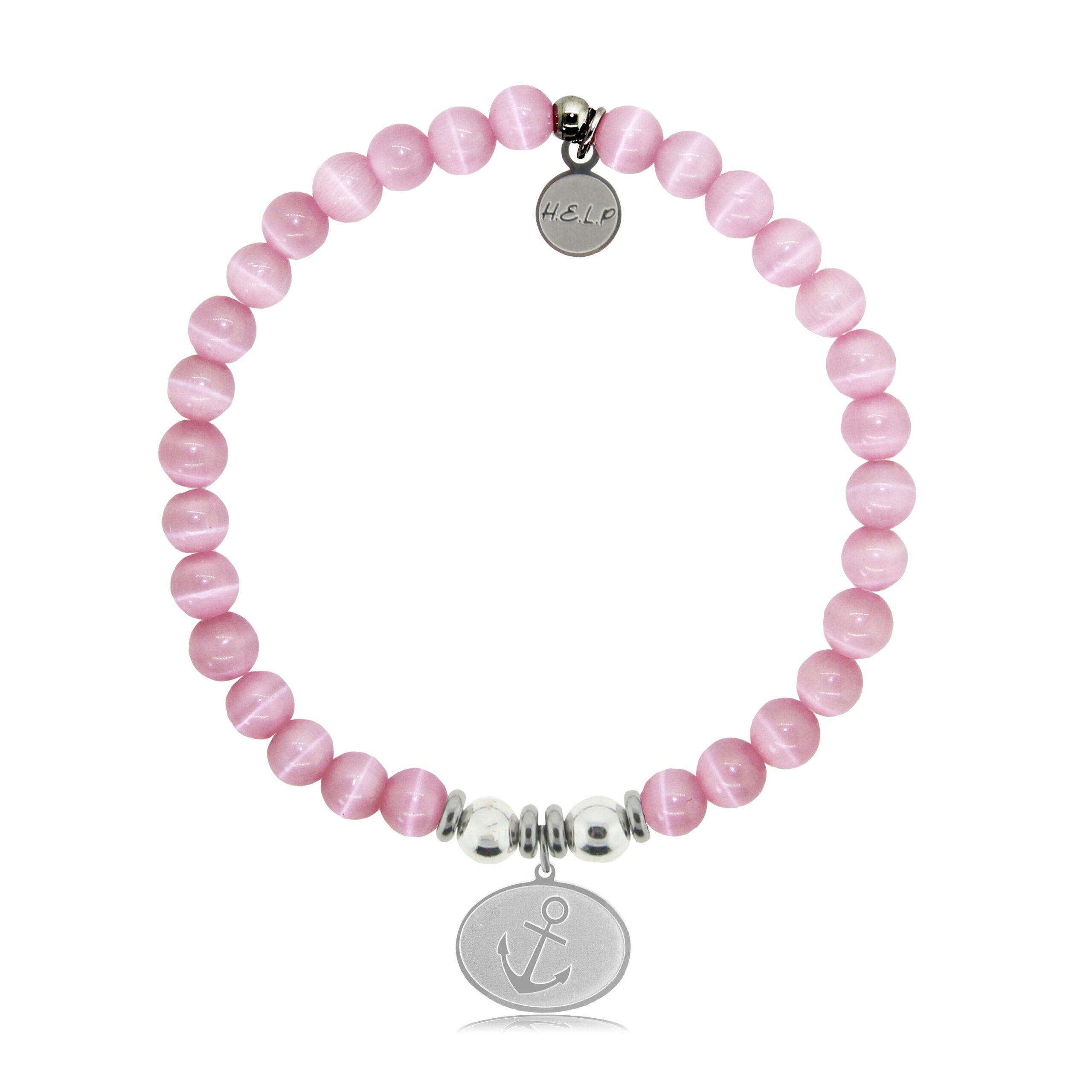 Anchor Charm with Pink Cats Eye Charity Bracelet