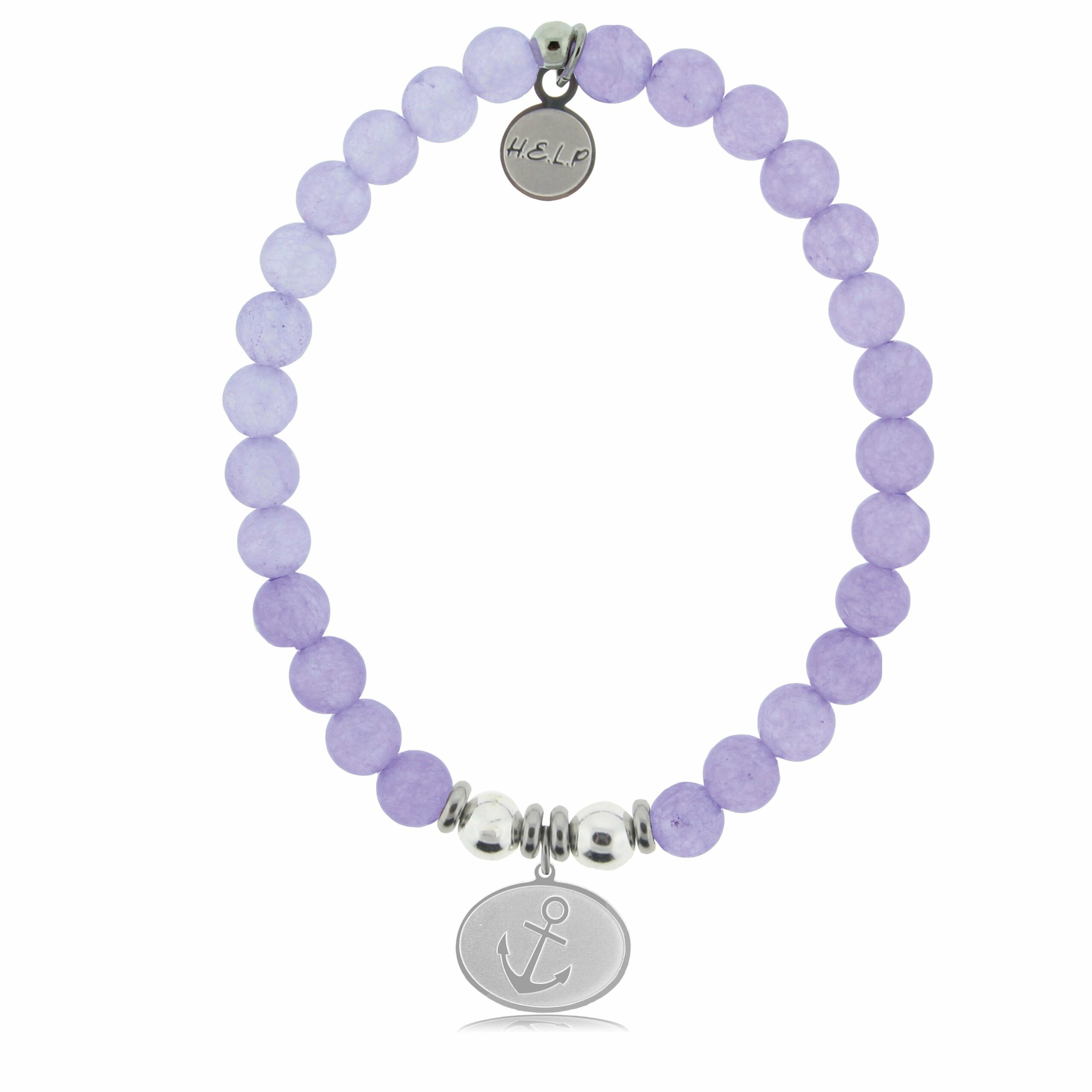 Anchor Charm with Purple Jade Beads Charity Bracelet