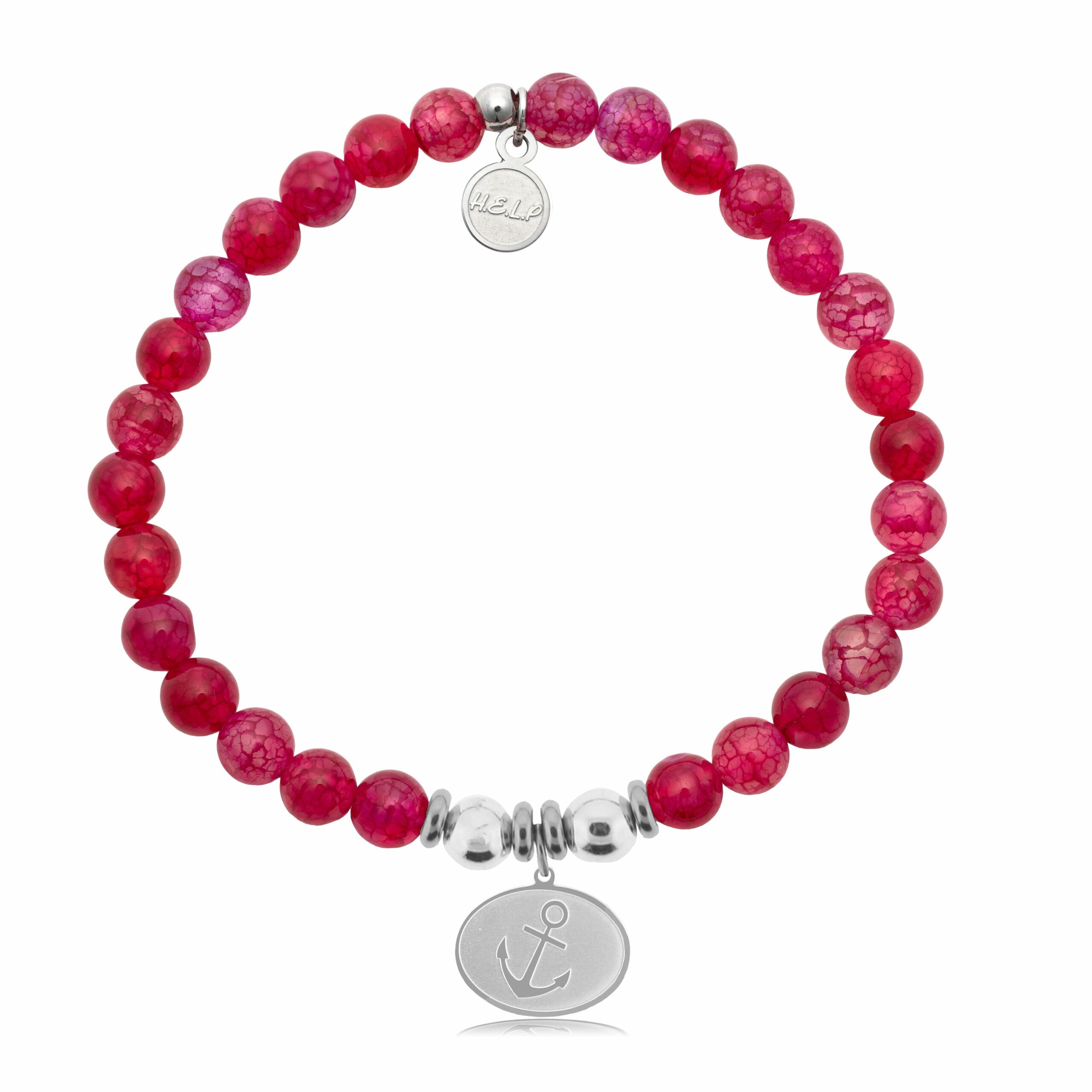 Anchor Charm with Red Fire Agate Charity Bracelet