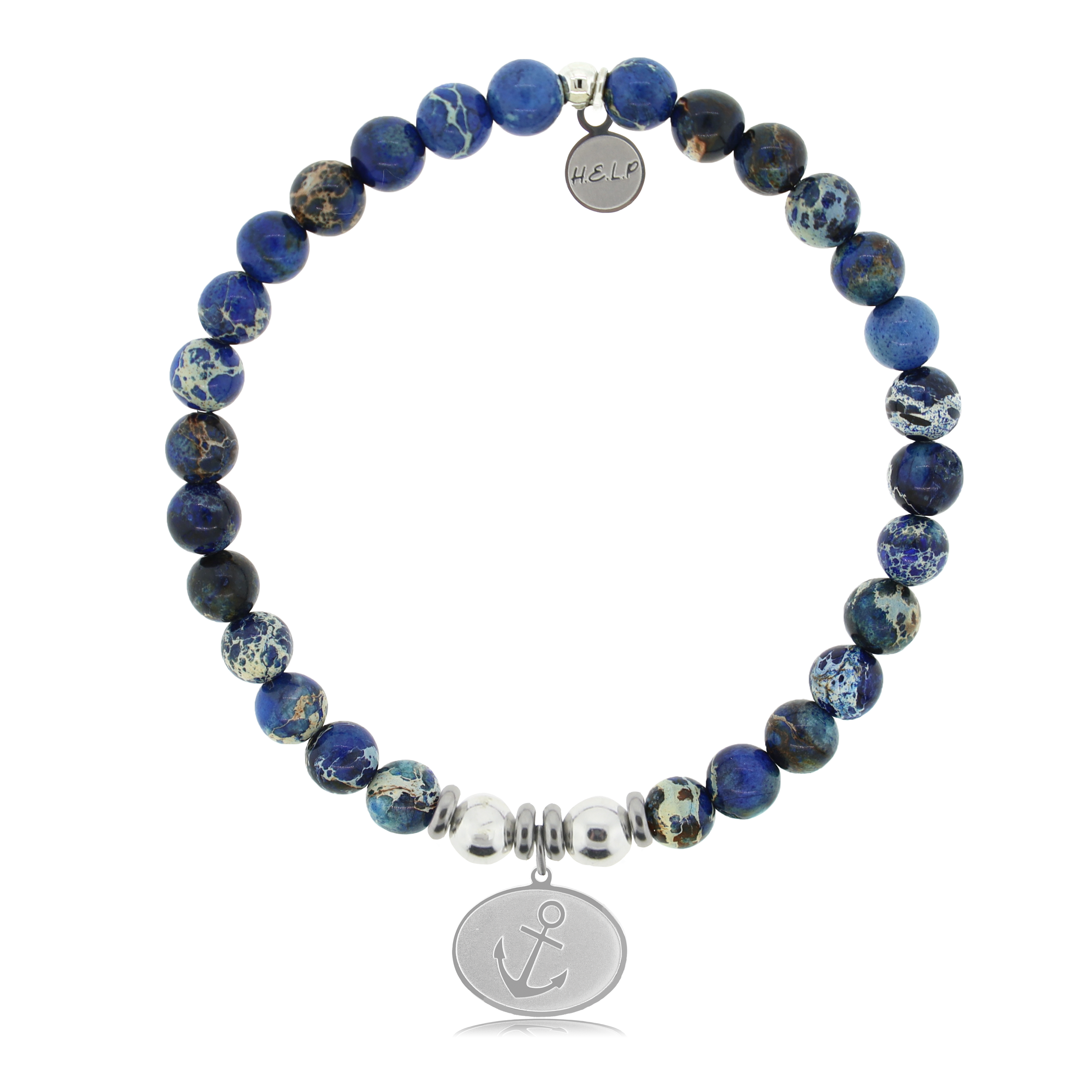 Anchor Charm with Royal Blue Jasper Charity Bracelet