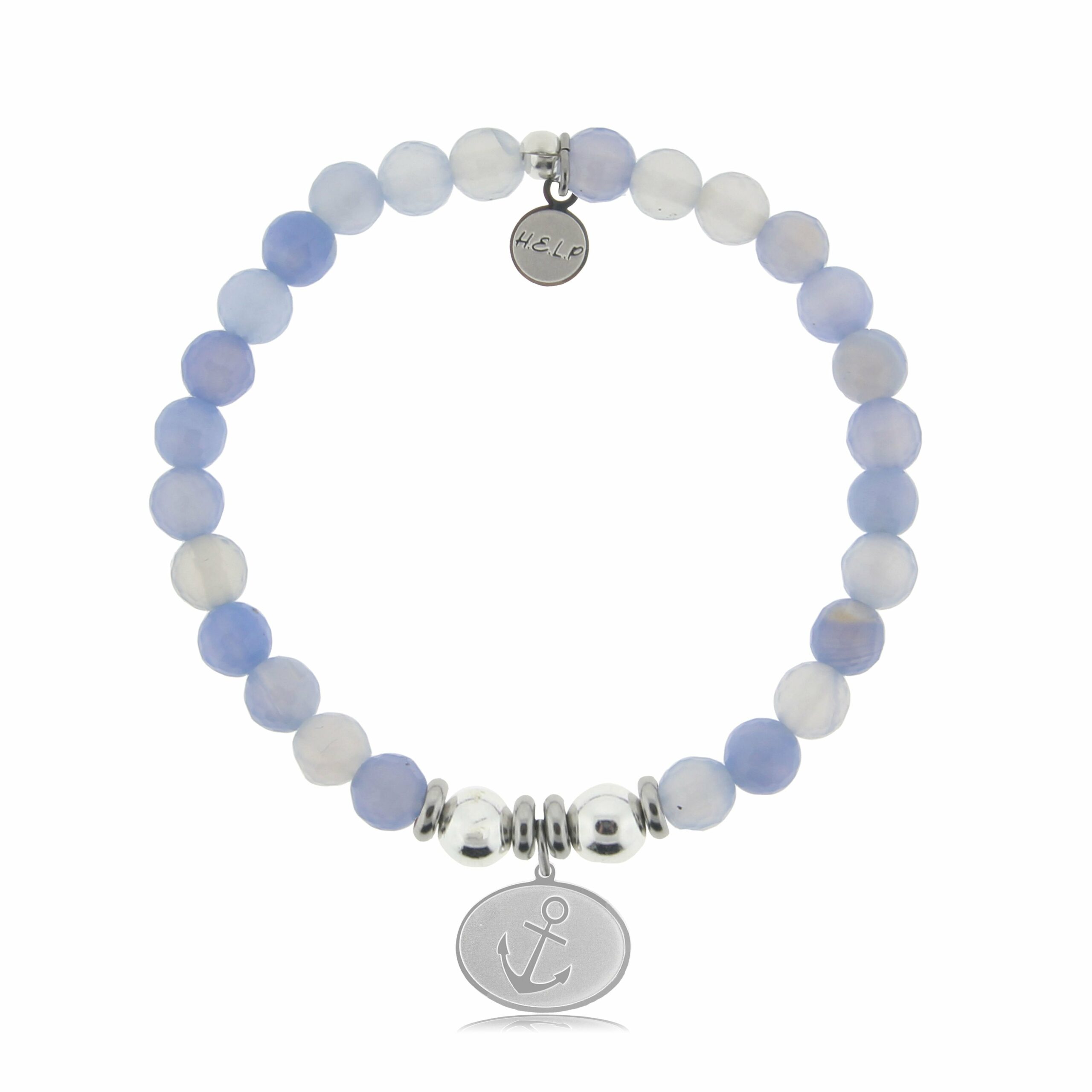 Anchor Charm with Sky Blue Agate Beads Charity Bracelet