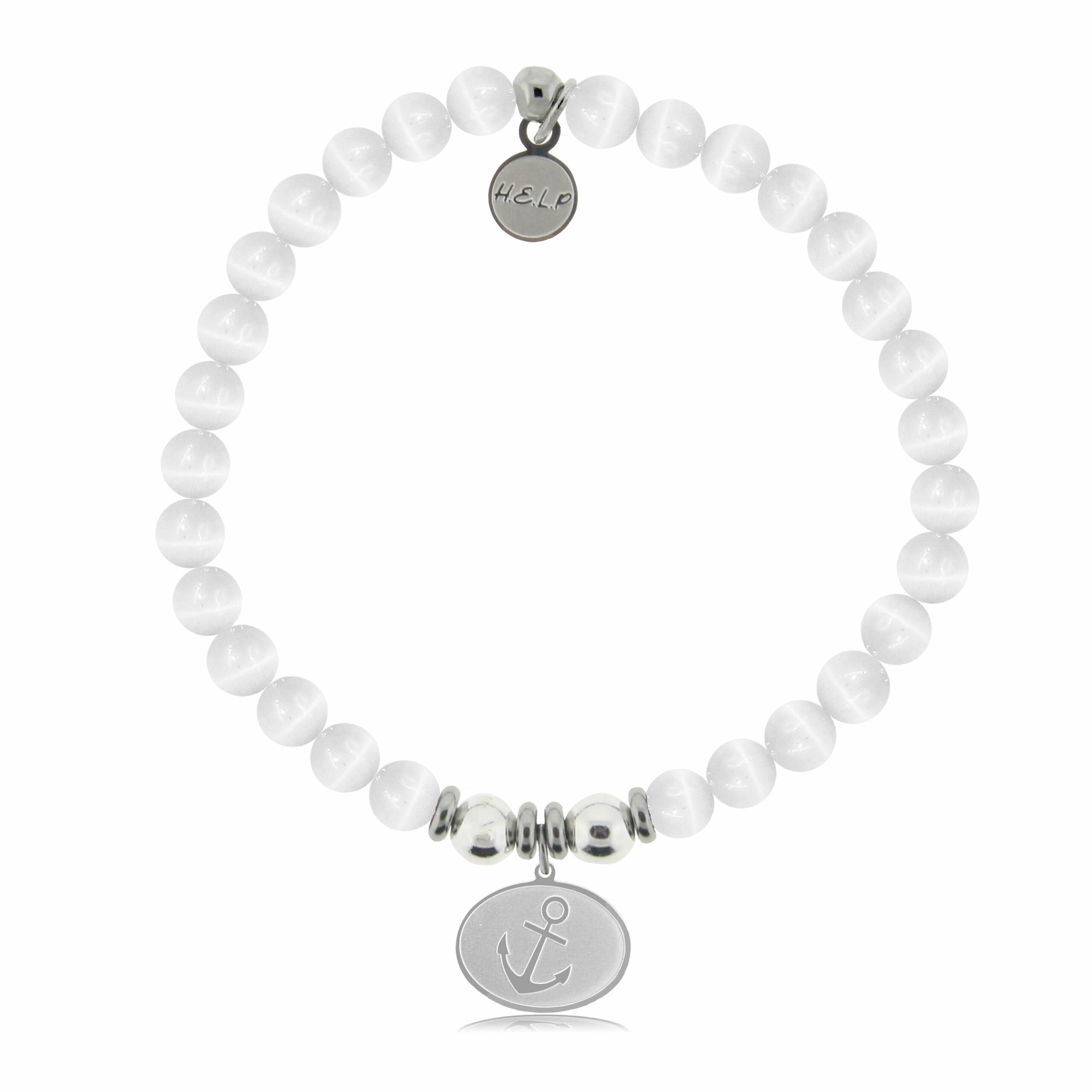 Anchor Charm with White Cats Eye Charity Bracelet