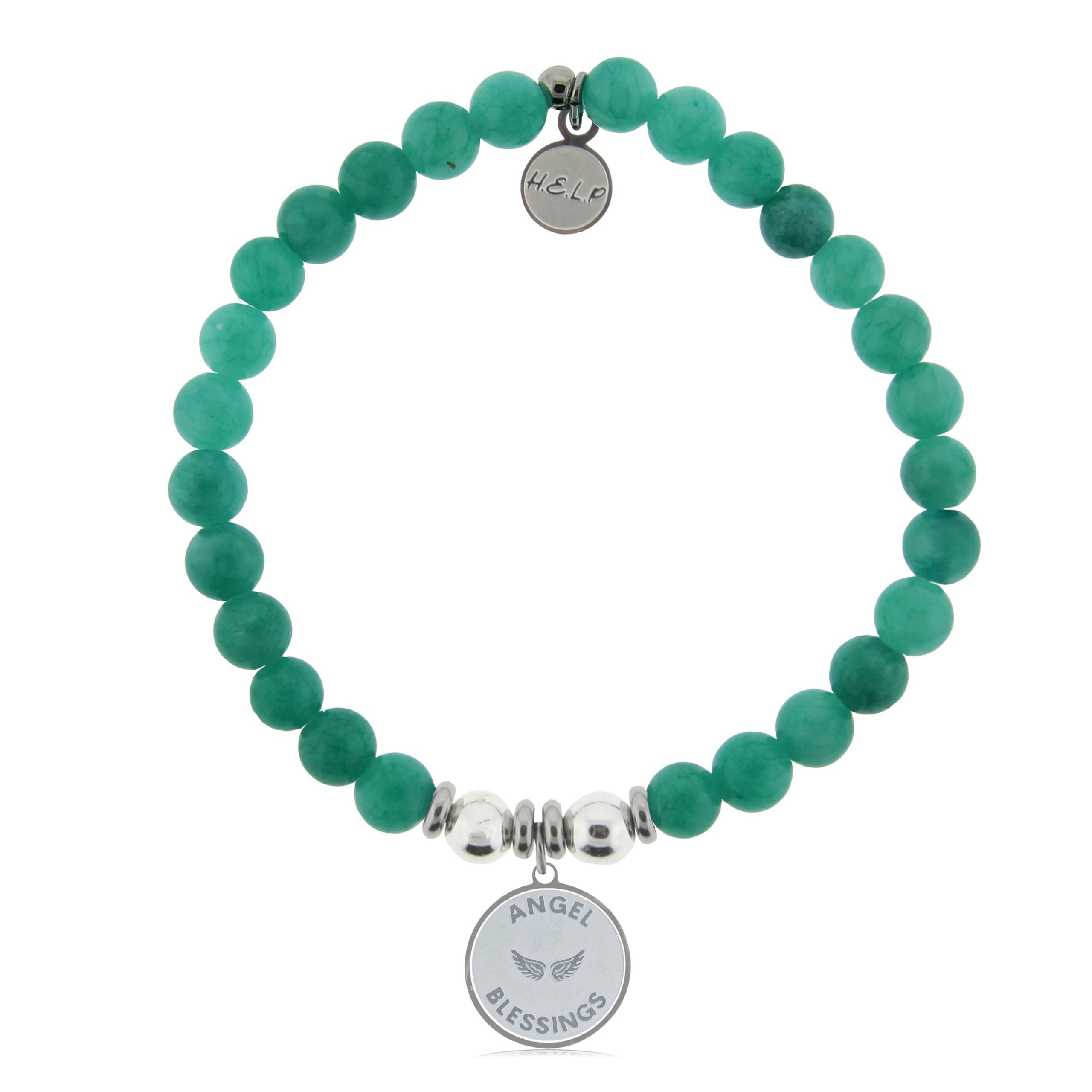 Angel Blessings Charm with Caribbean Jade Charity Bracelet