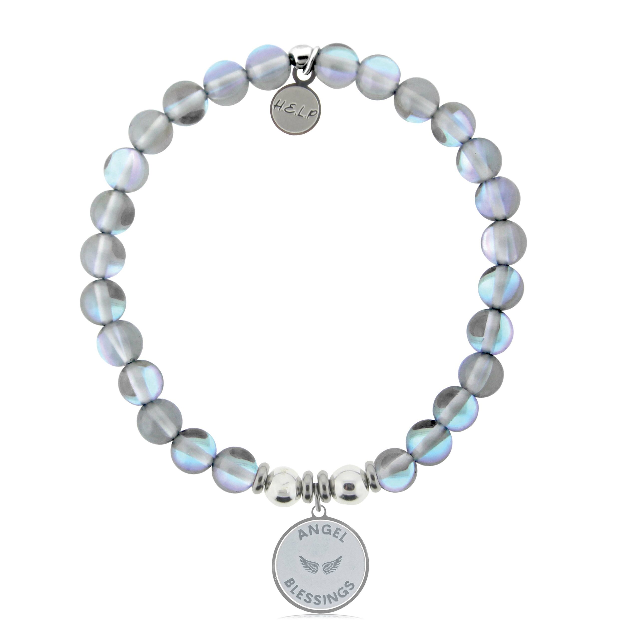 Angel Blessings Charm with Grey Opalescent Charity Bracelet