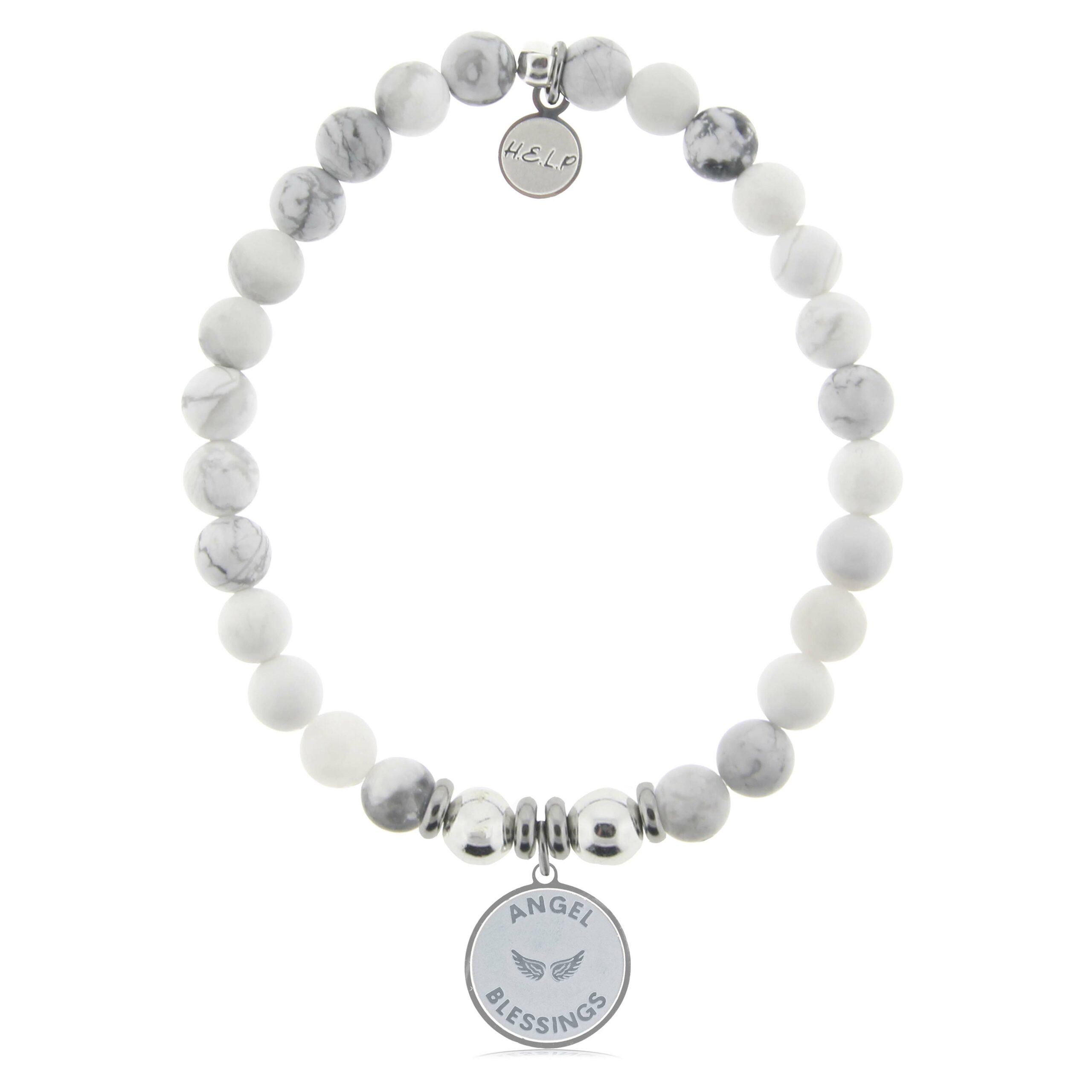 Angel Blessings Charm with Howlite Charity Bracelet