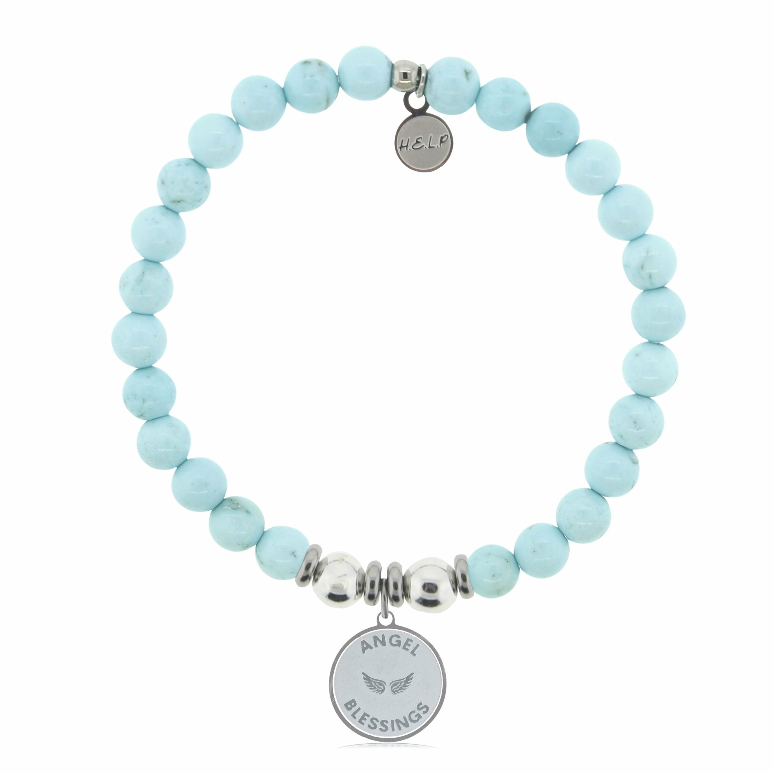 Angel Blessings Charm with Larimar Magnesite Charity Bracelet