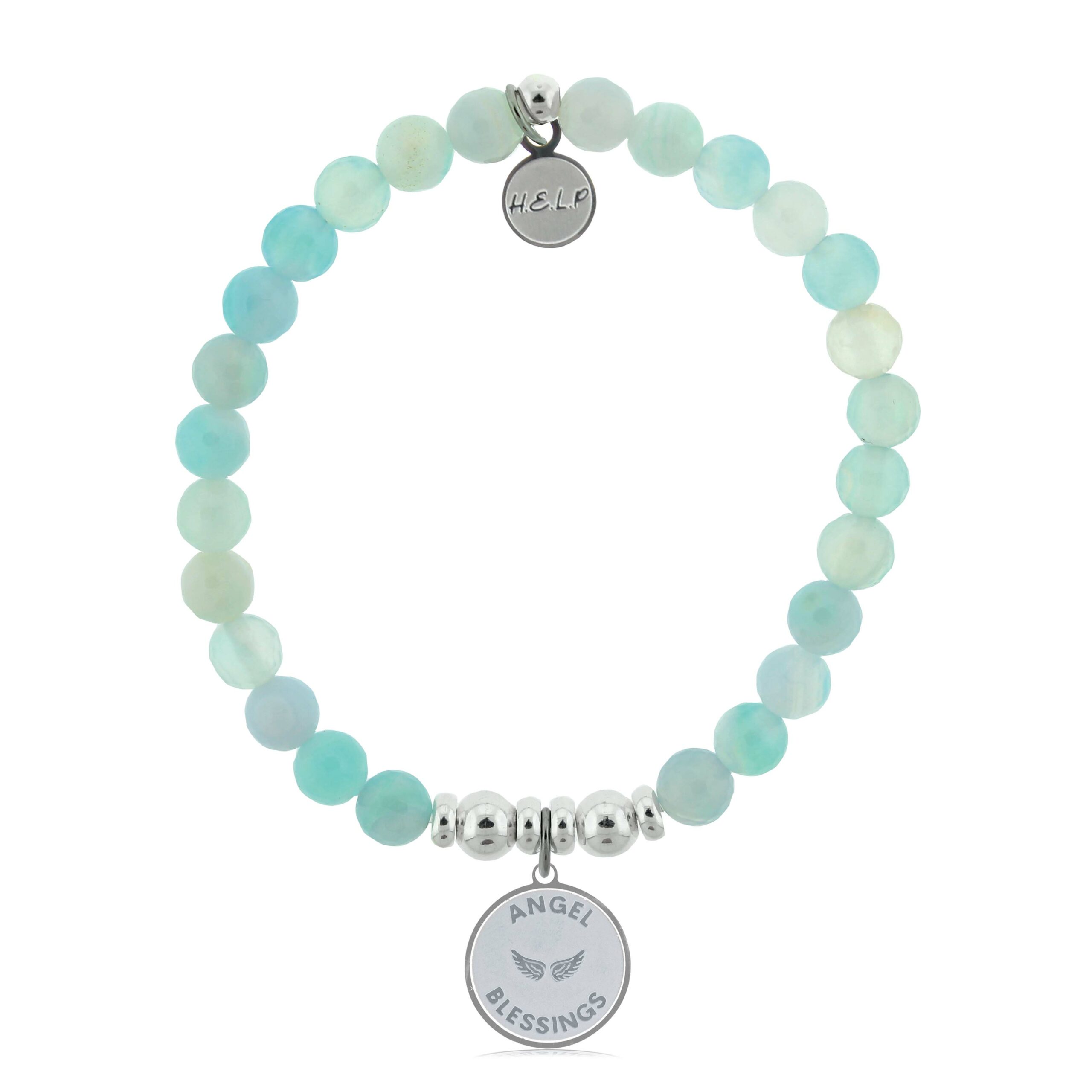 Angel Blessings Charm with Light Blue Agate Charity Bracelet