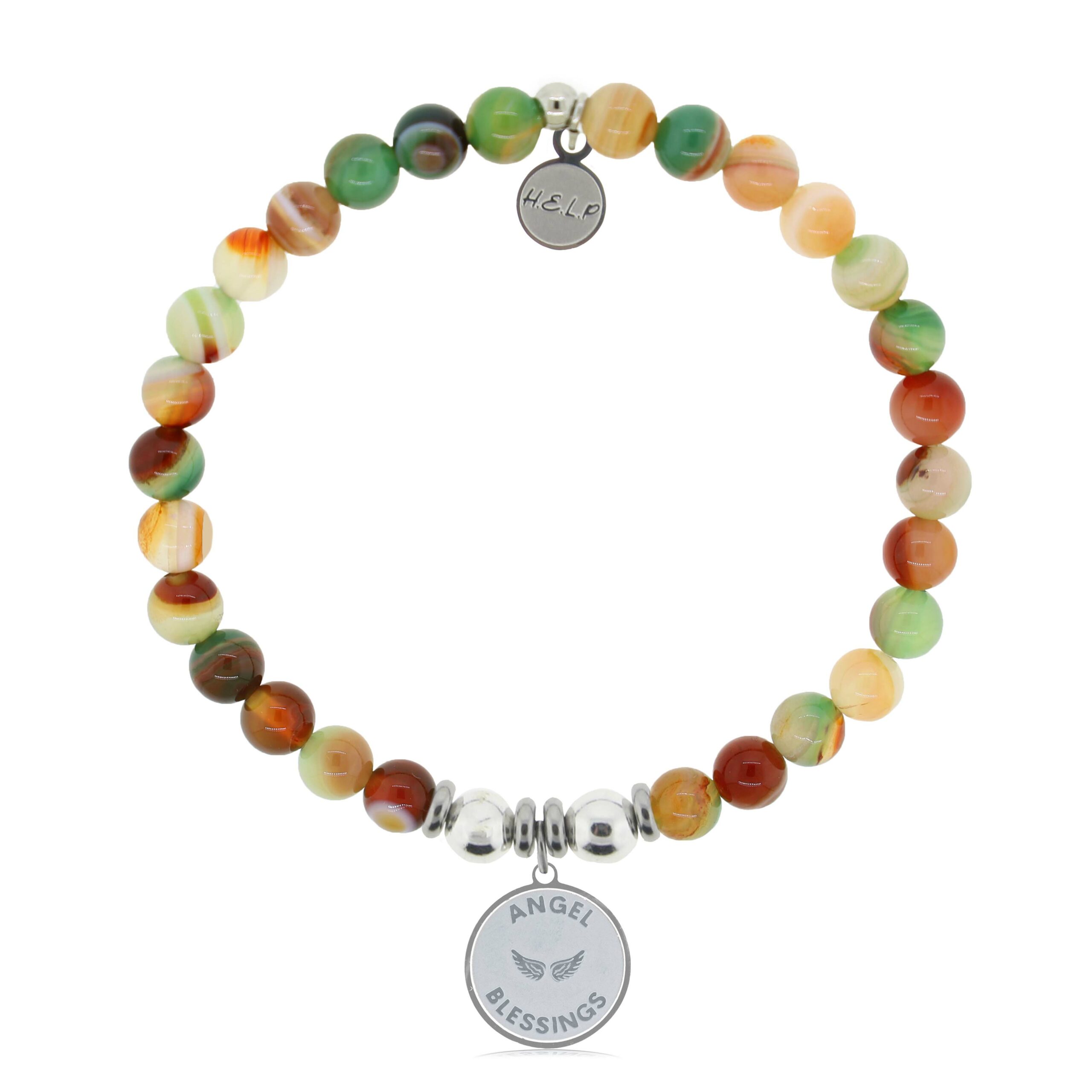 Angel Blessings Charm with Multi Agate Charity Bracelet