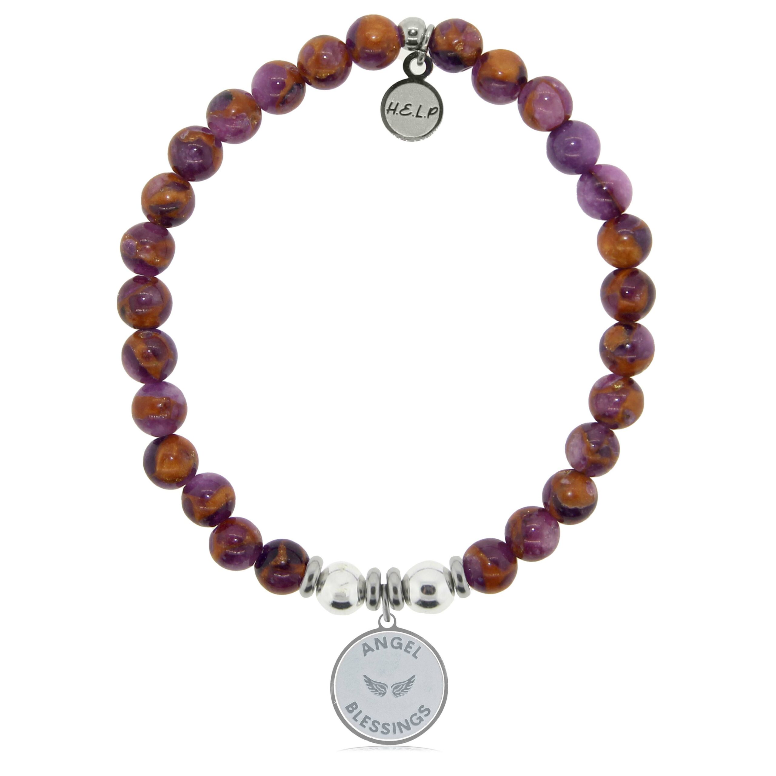 Angel Blessings Charm with Purple Earth Quartz Charity Bracelet