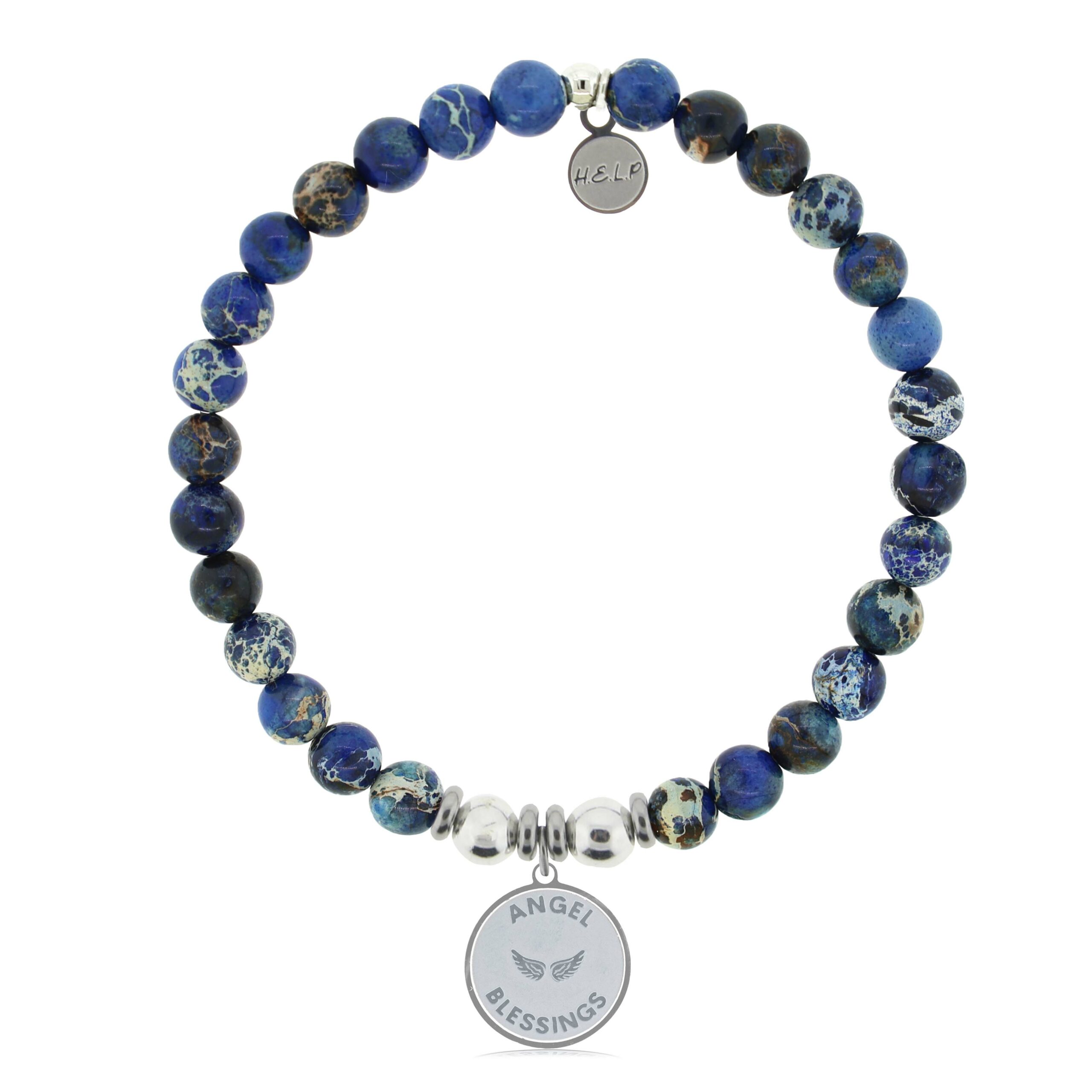 Angel Blessings Charm with Royal Blue Jasper Charity Bracelet