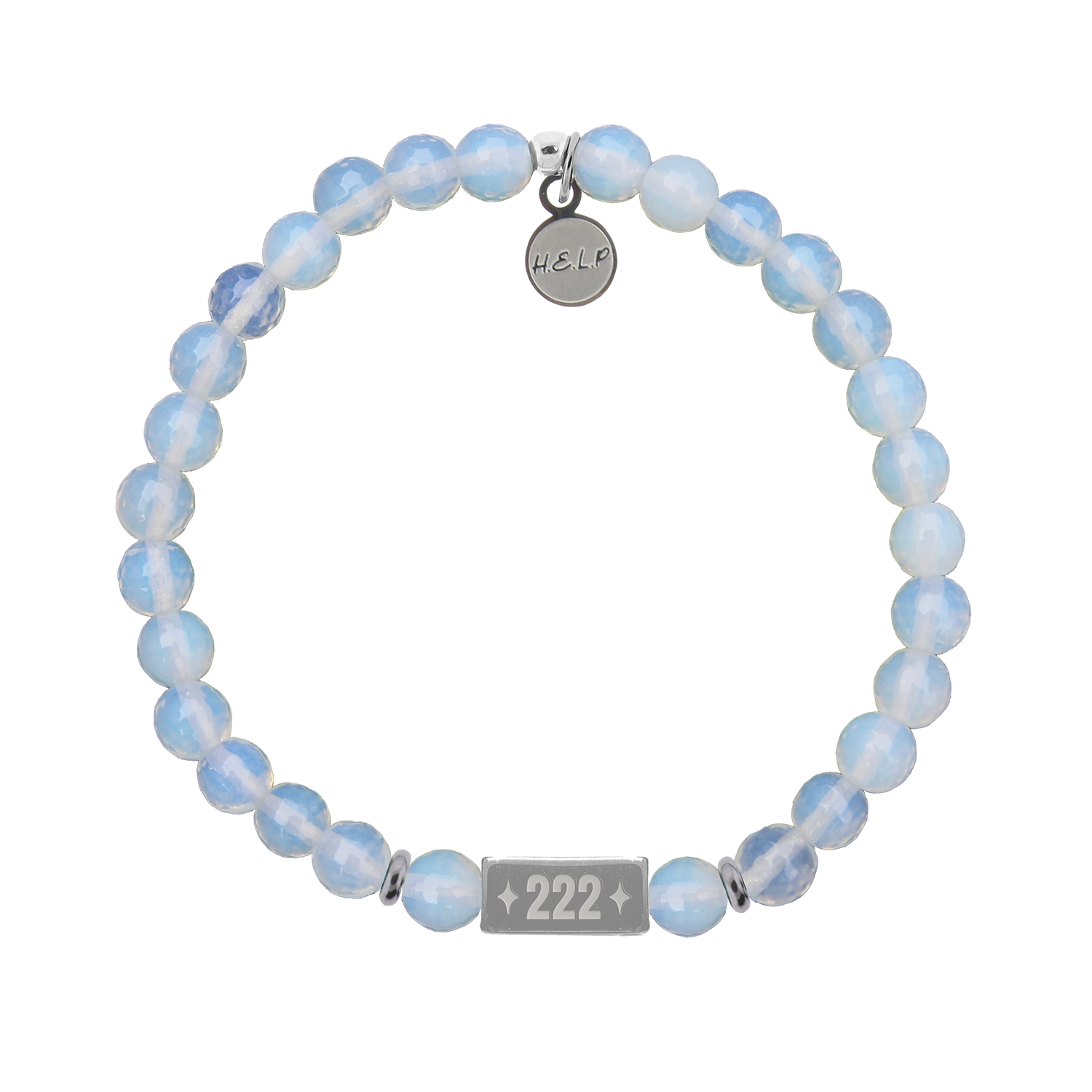 Angel Number 222 Alignment Charm with Opalite Charity Bracelet