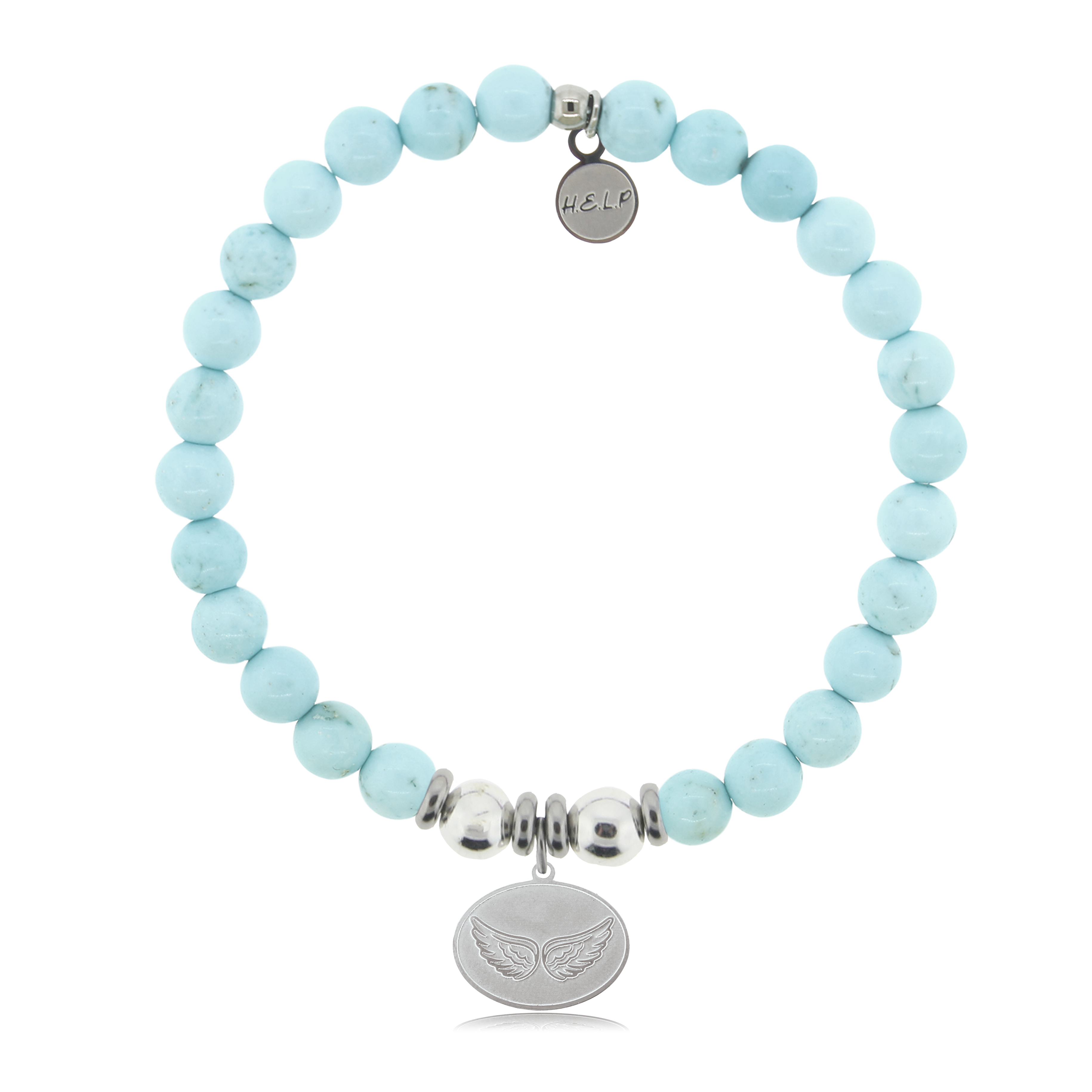 Angel Wings Charm with Larimar Magnesite Charity Bracelet