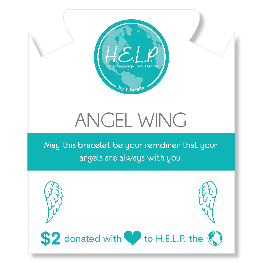 Angel Wing Cutout Charm with Aqua Cats Eye Charity Bracelet