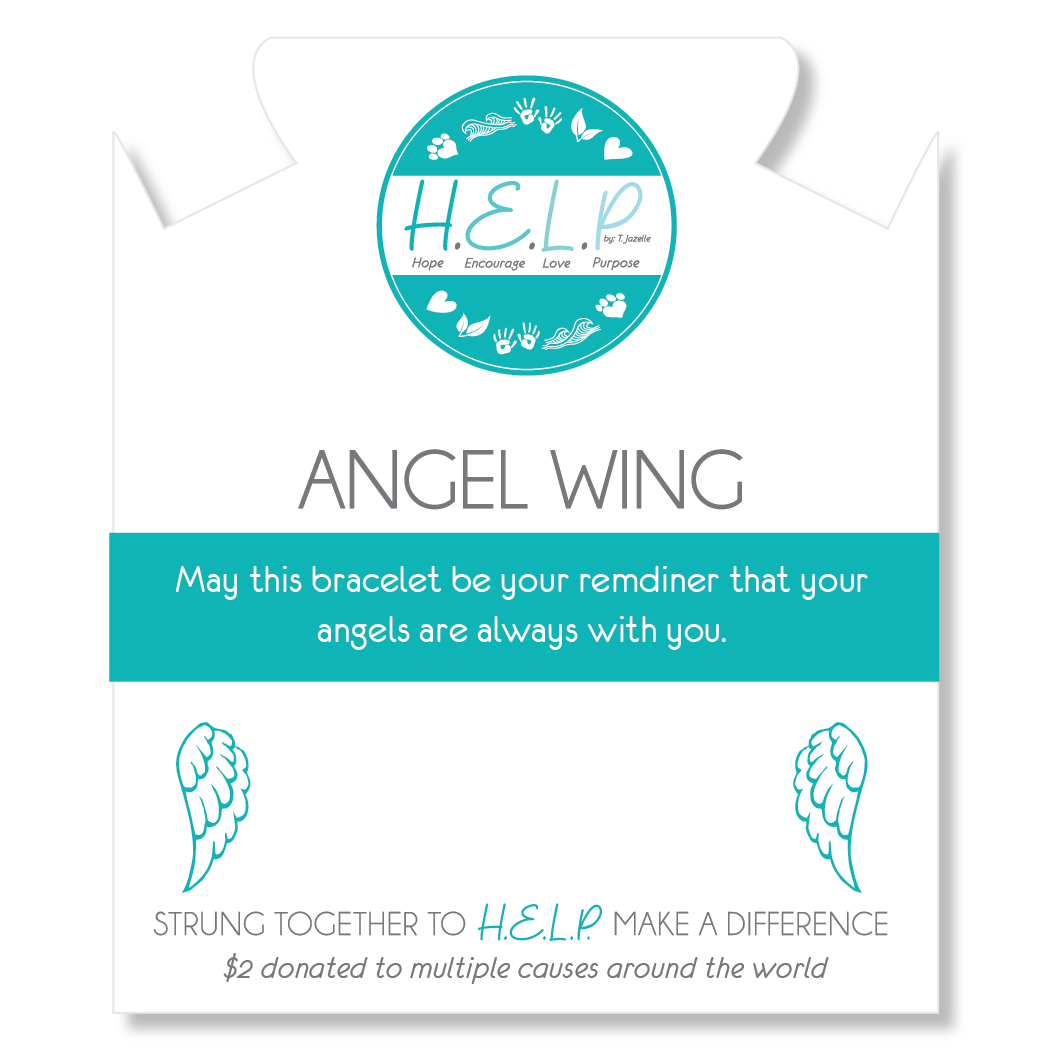 Angel Wing Cutout Charm with Blue Selenite Charity Bracelet