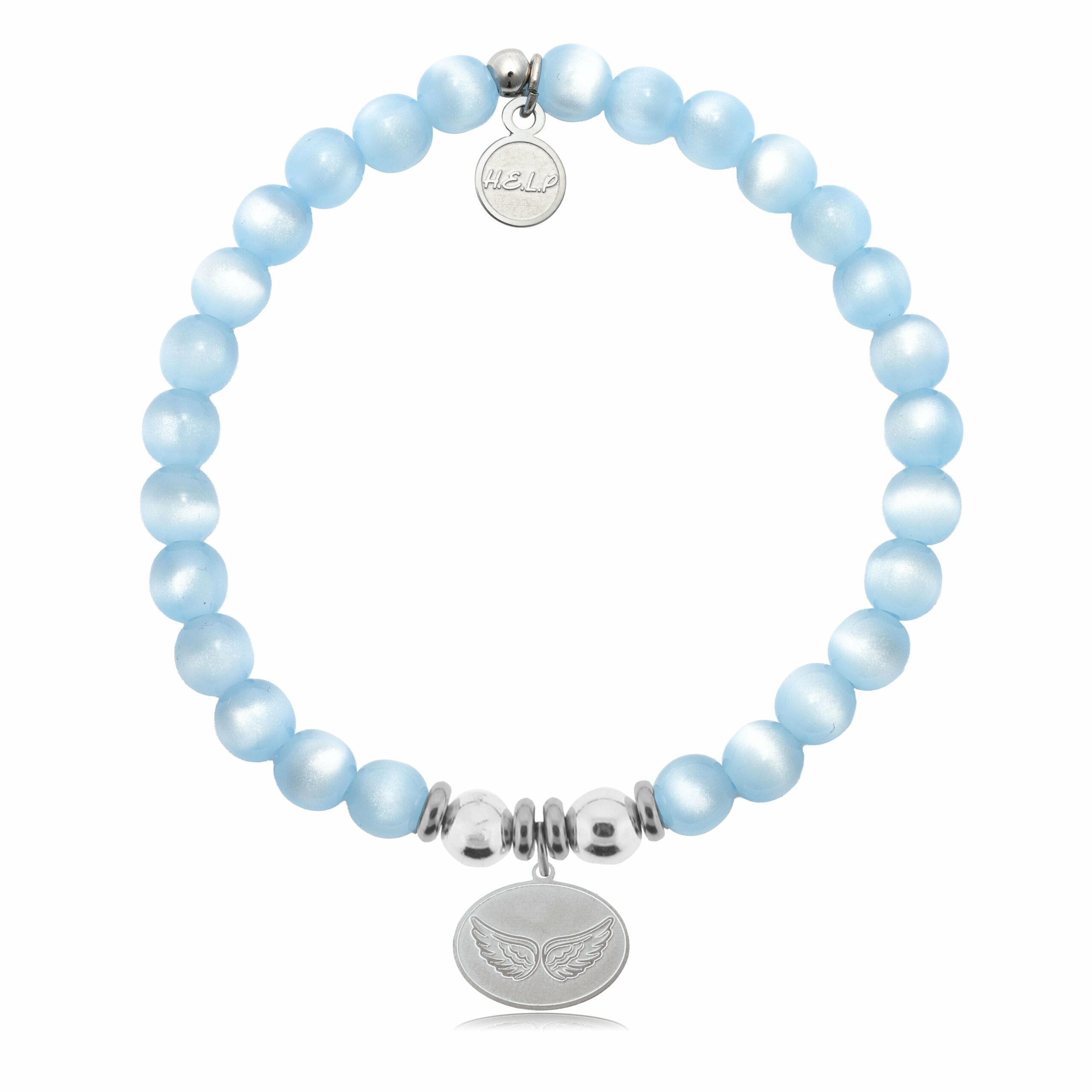 Angel Wings Charm with Blue Selenite Charity Bracelet