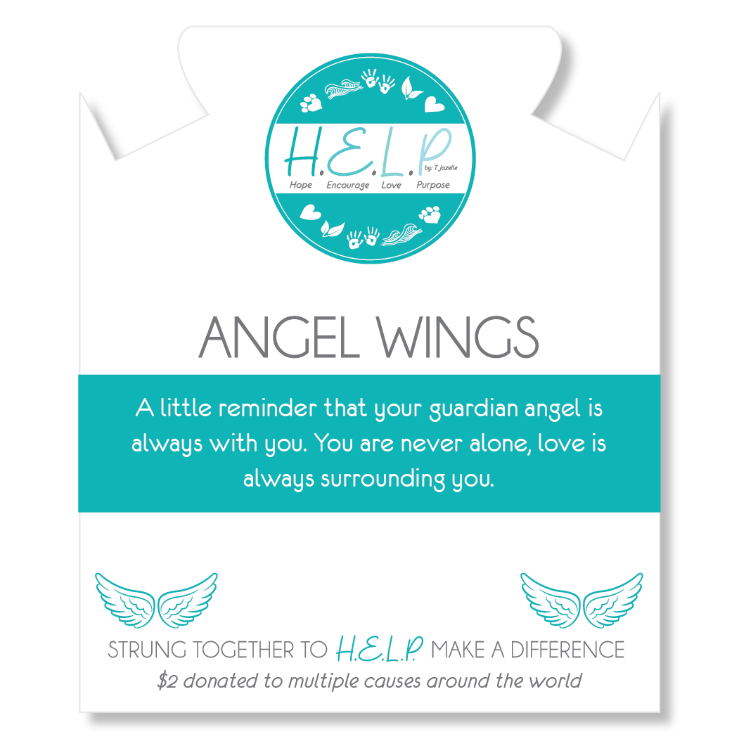 Angel Wings Charm with Blue Zebra Jade Charity Bracelet