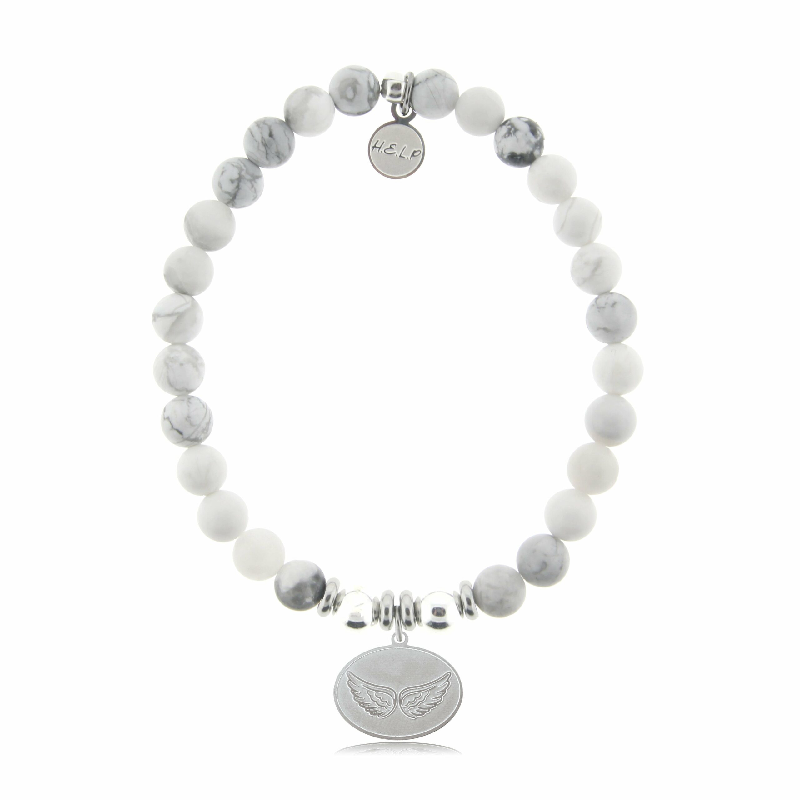 Angel Wings Charm with Howlite Beads Charity Bracelet